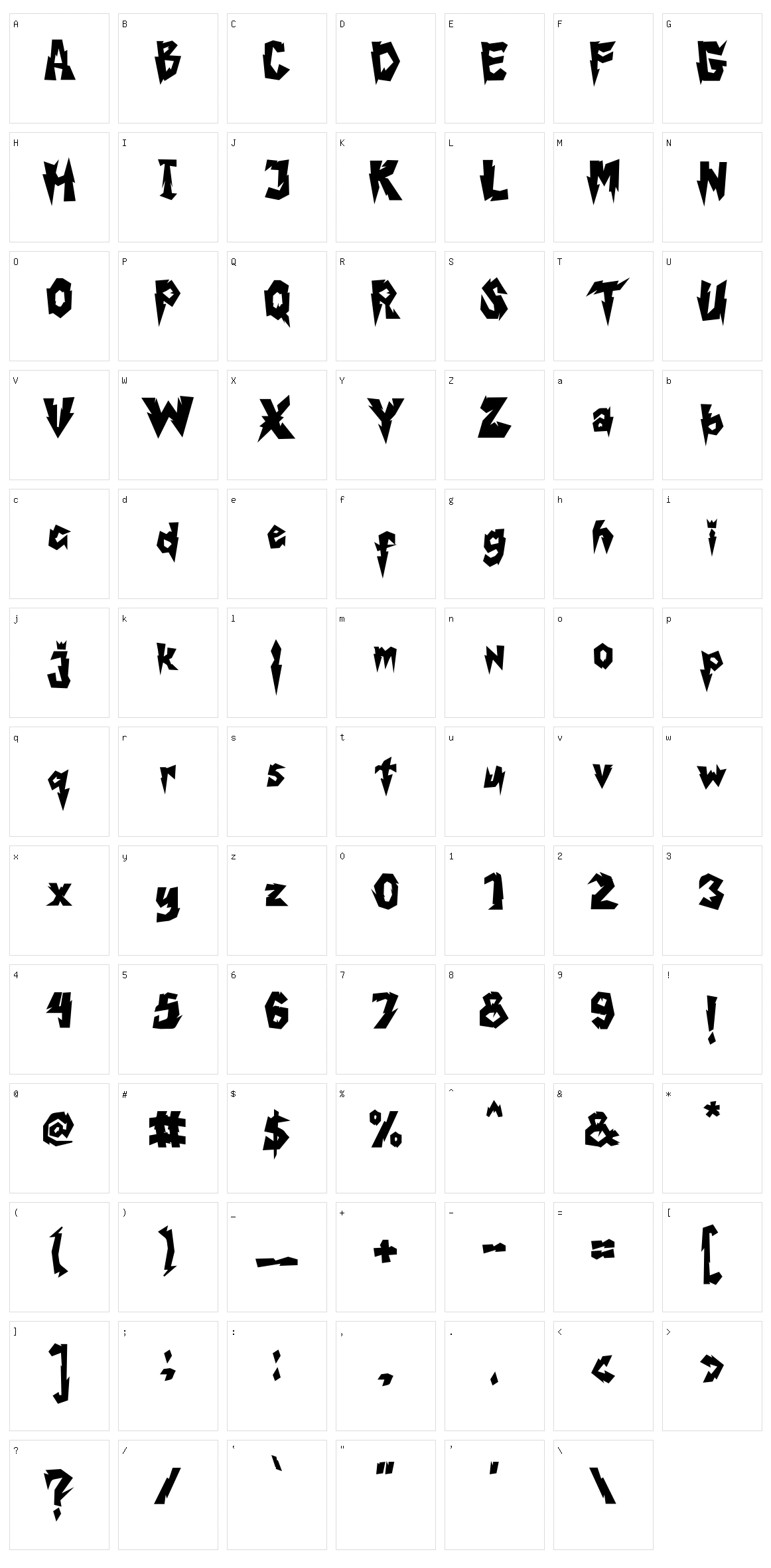 Galagar Character Set