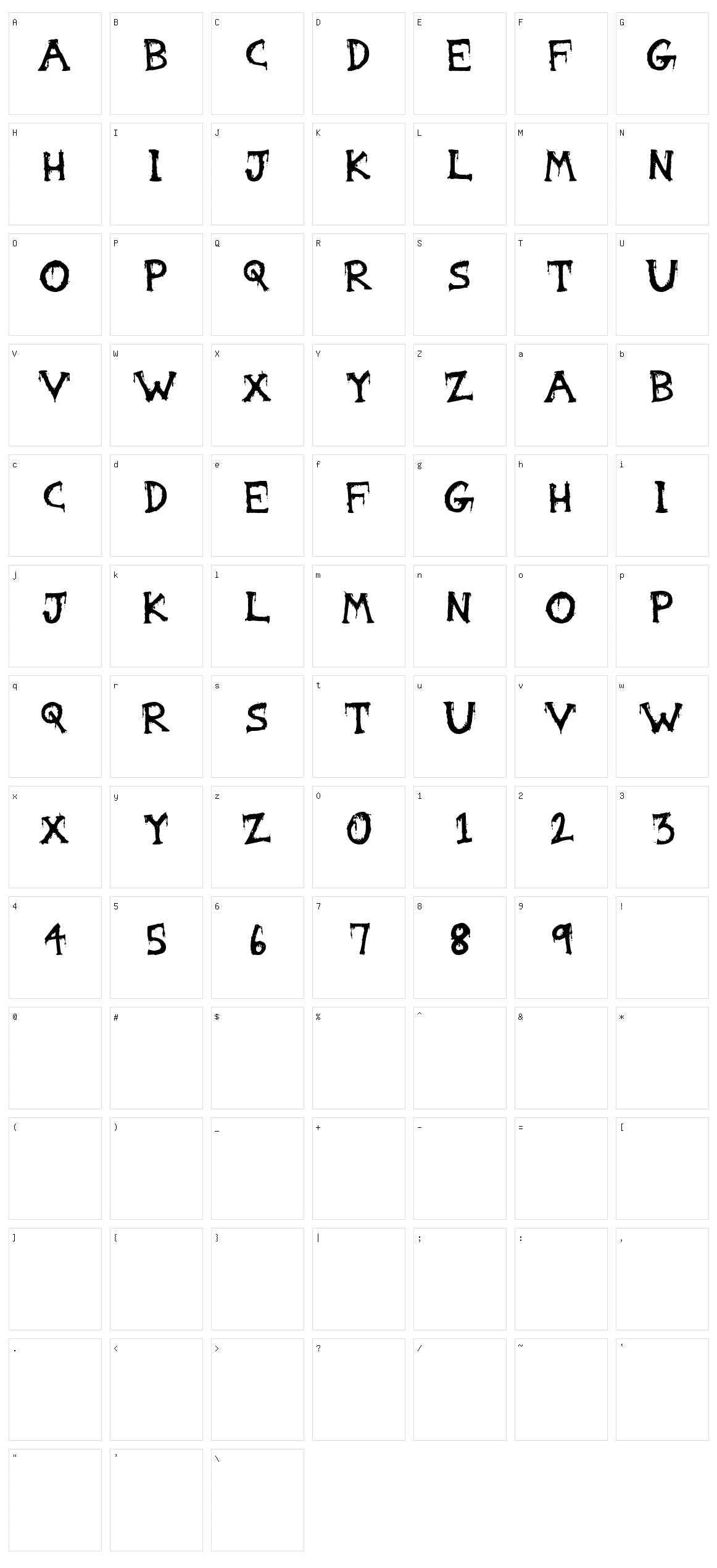 Gorestep Character Set