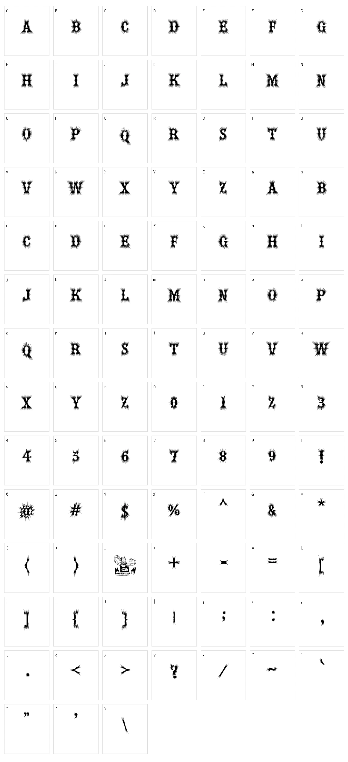 Hell Bar Character Set