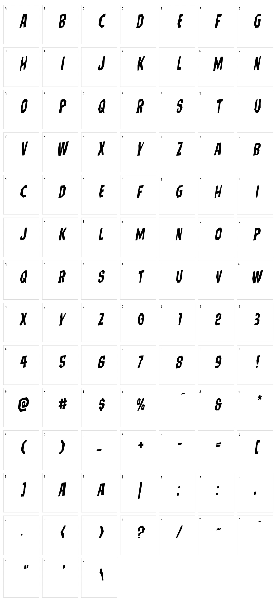 Hitchblock Character Set