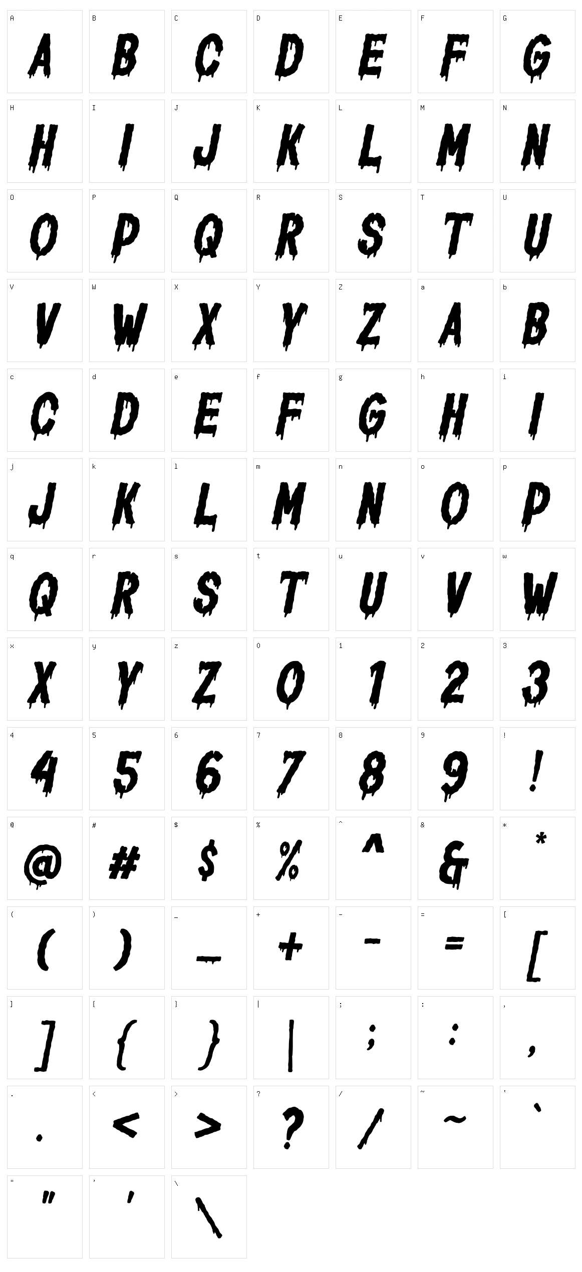 Horror Corps Character Set