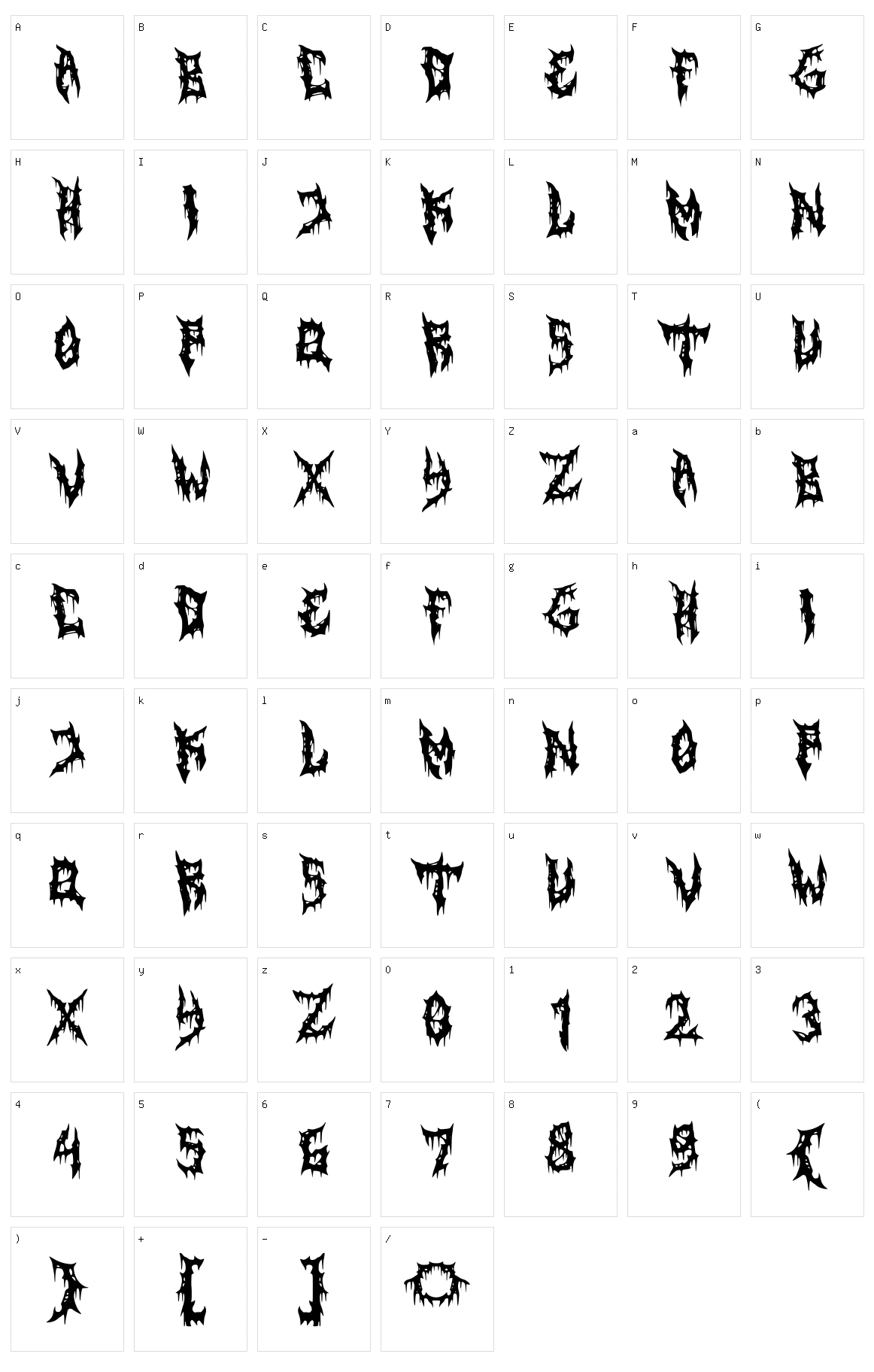 Horrorizer Character Set