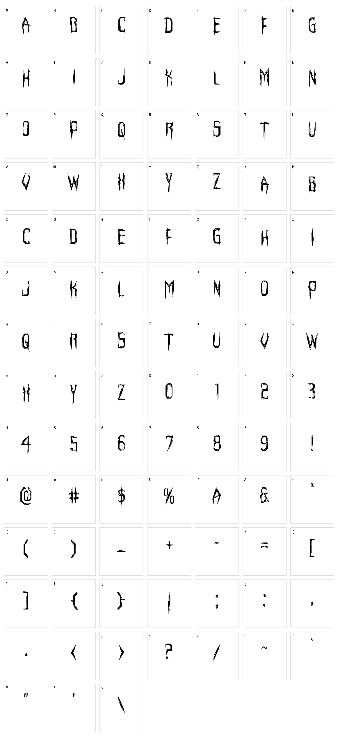 Horroroid Character Set