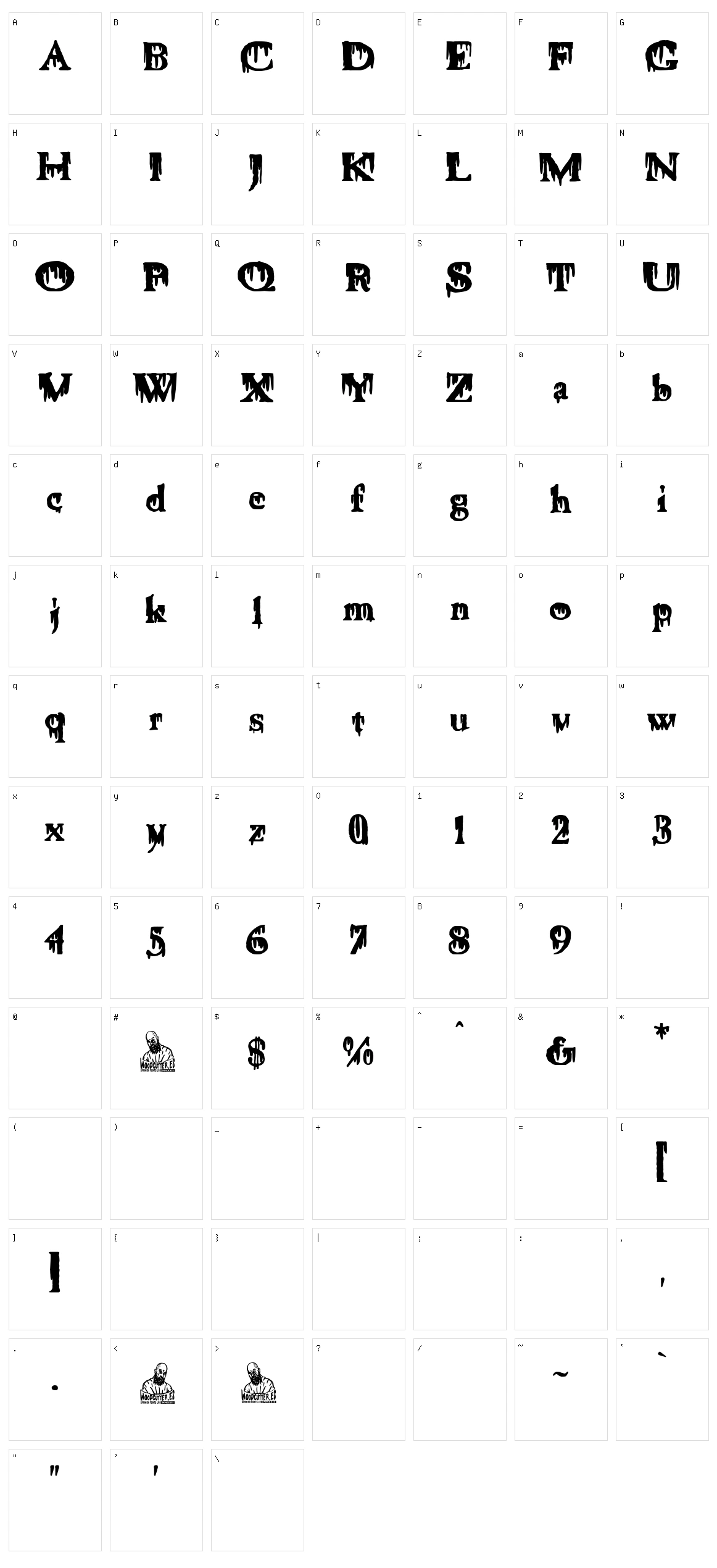 La Sangrienta Caslon Character Set