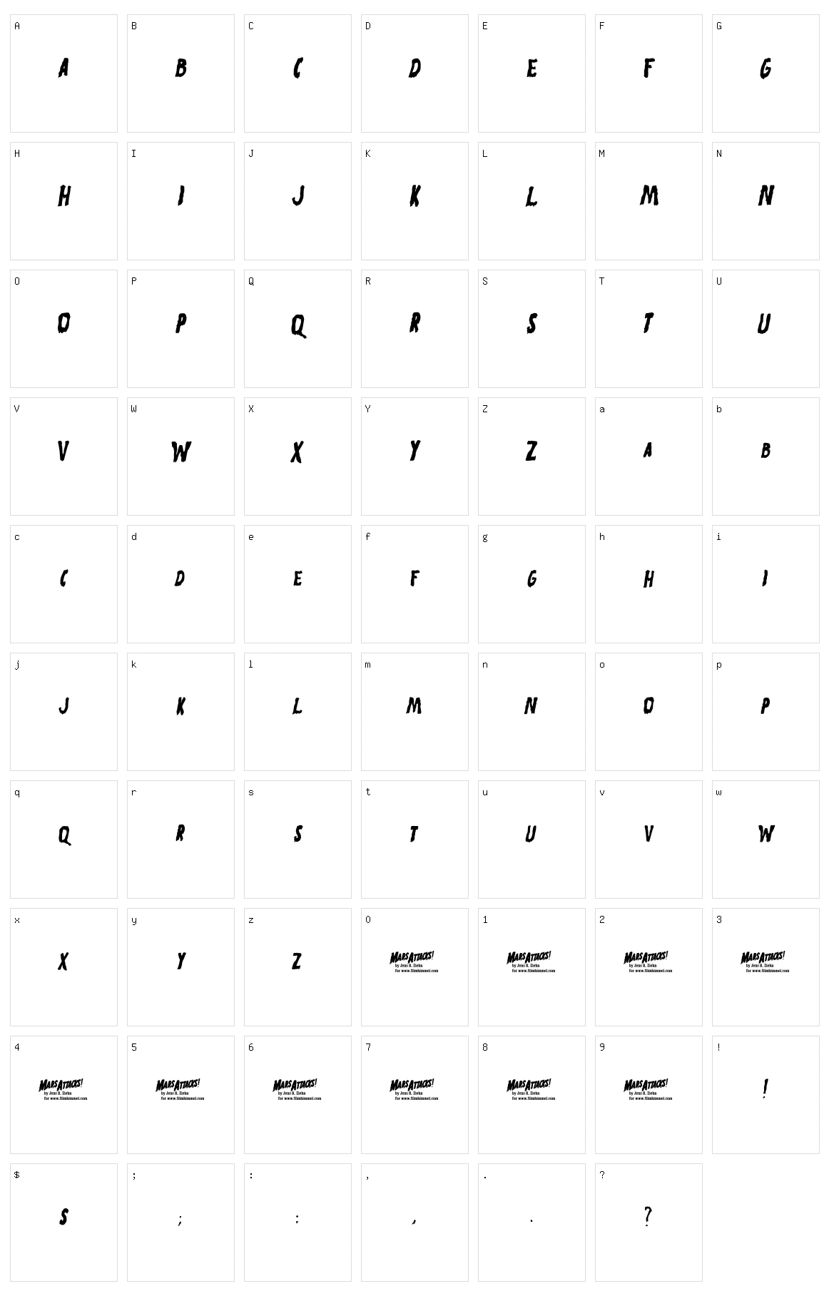 Mars Attacks Character Set
