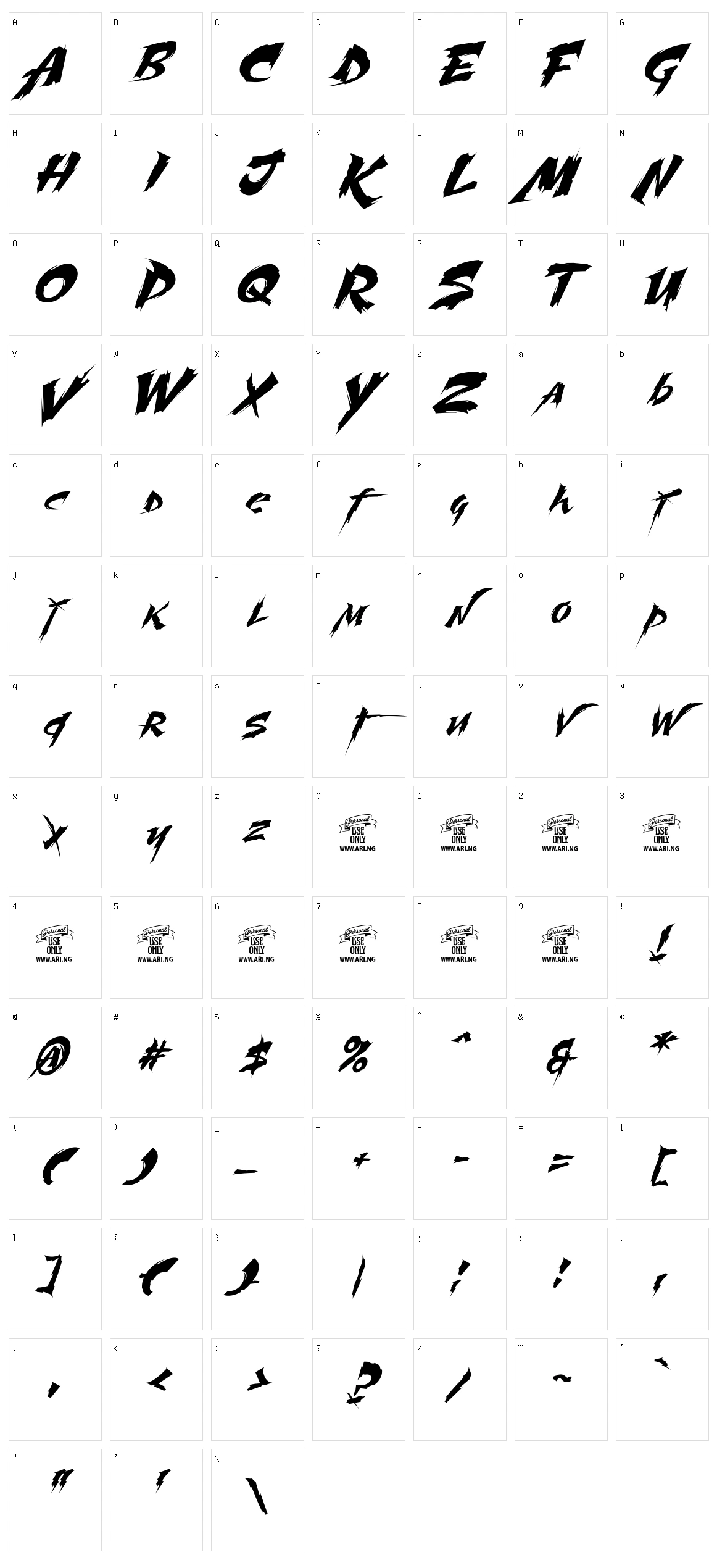 Martyric Character Set