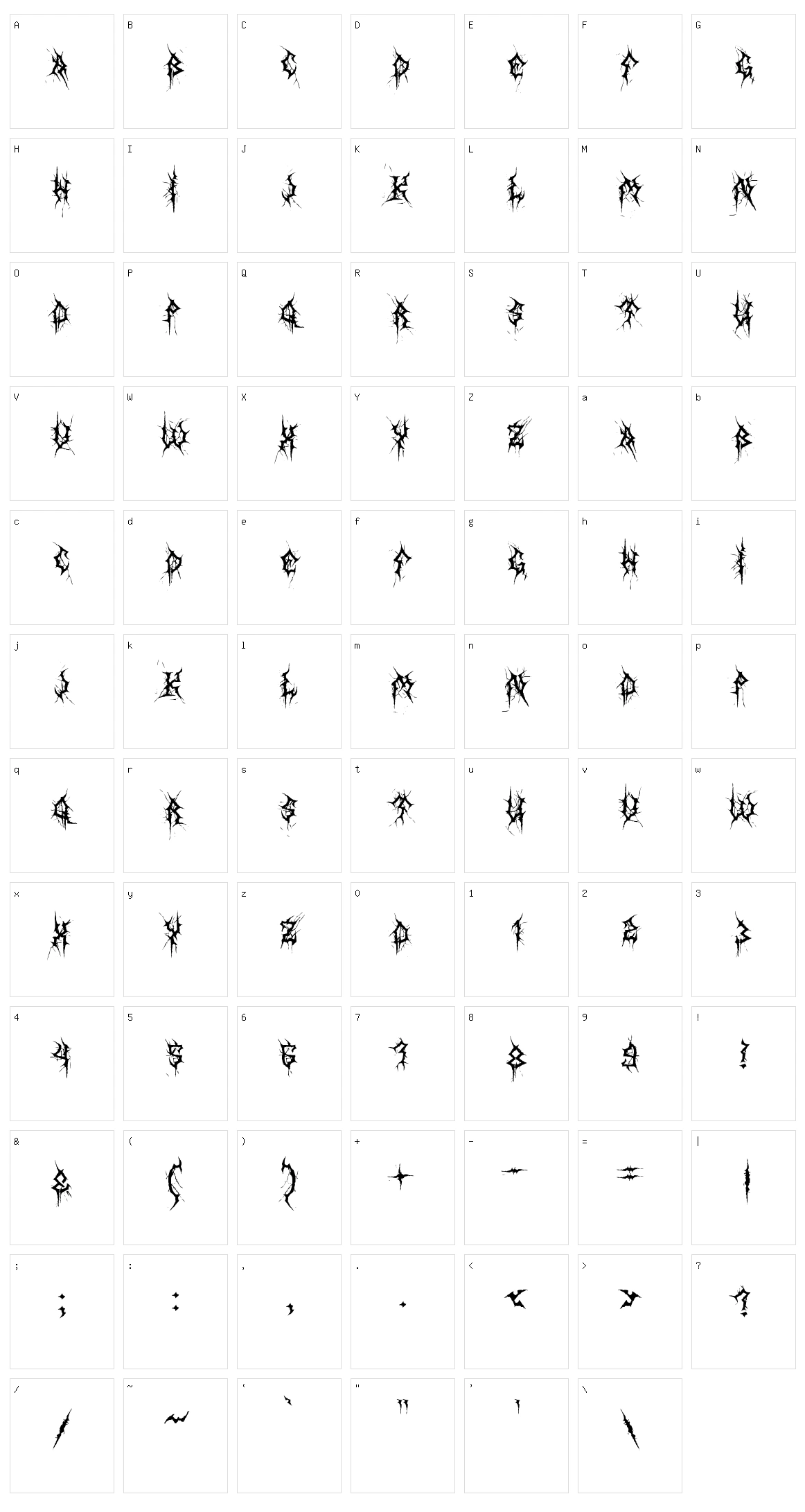 MB Thin Worms Character Set