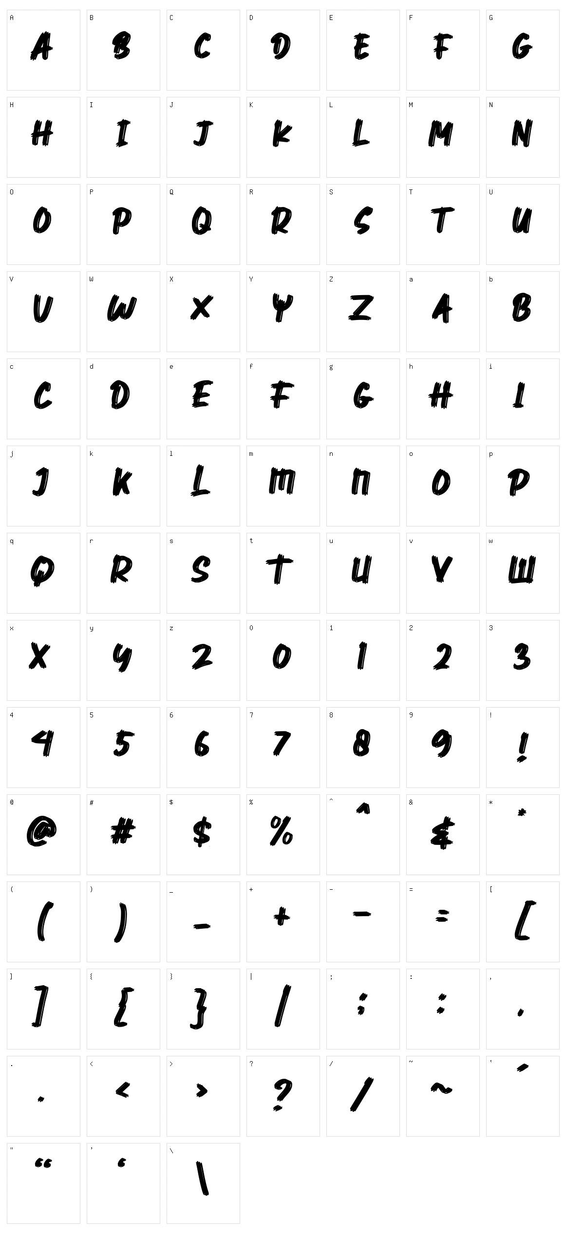 Mehren Brush Character Set