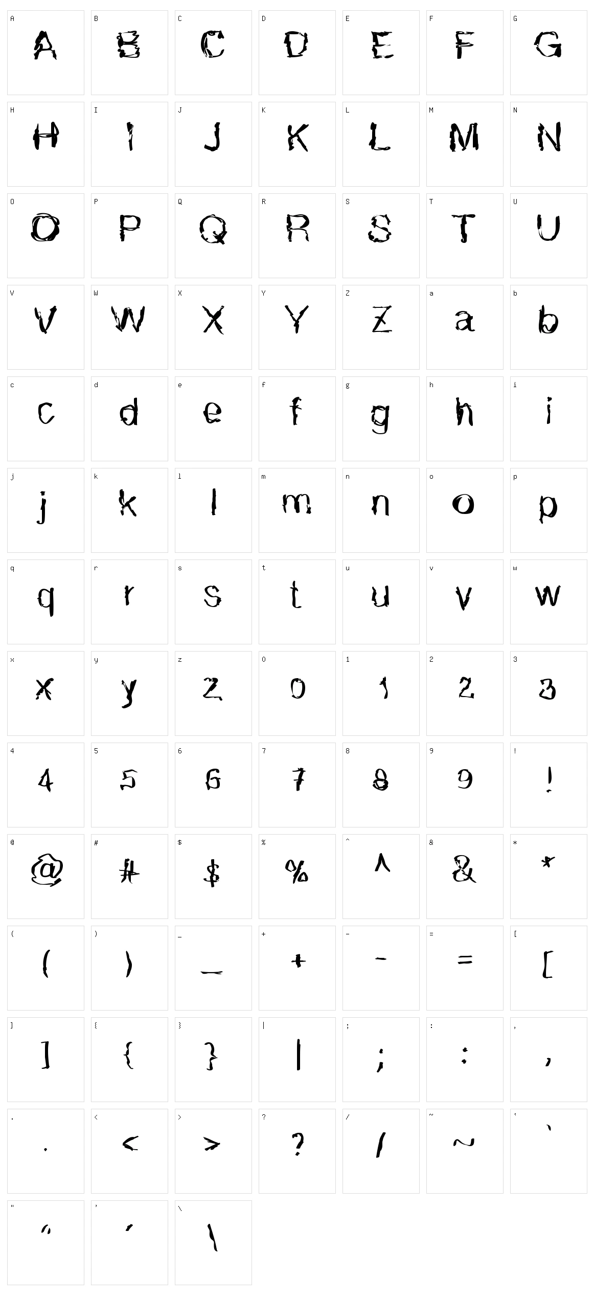 N8ghtmare Character Set