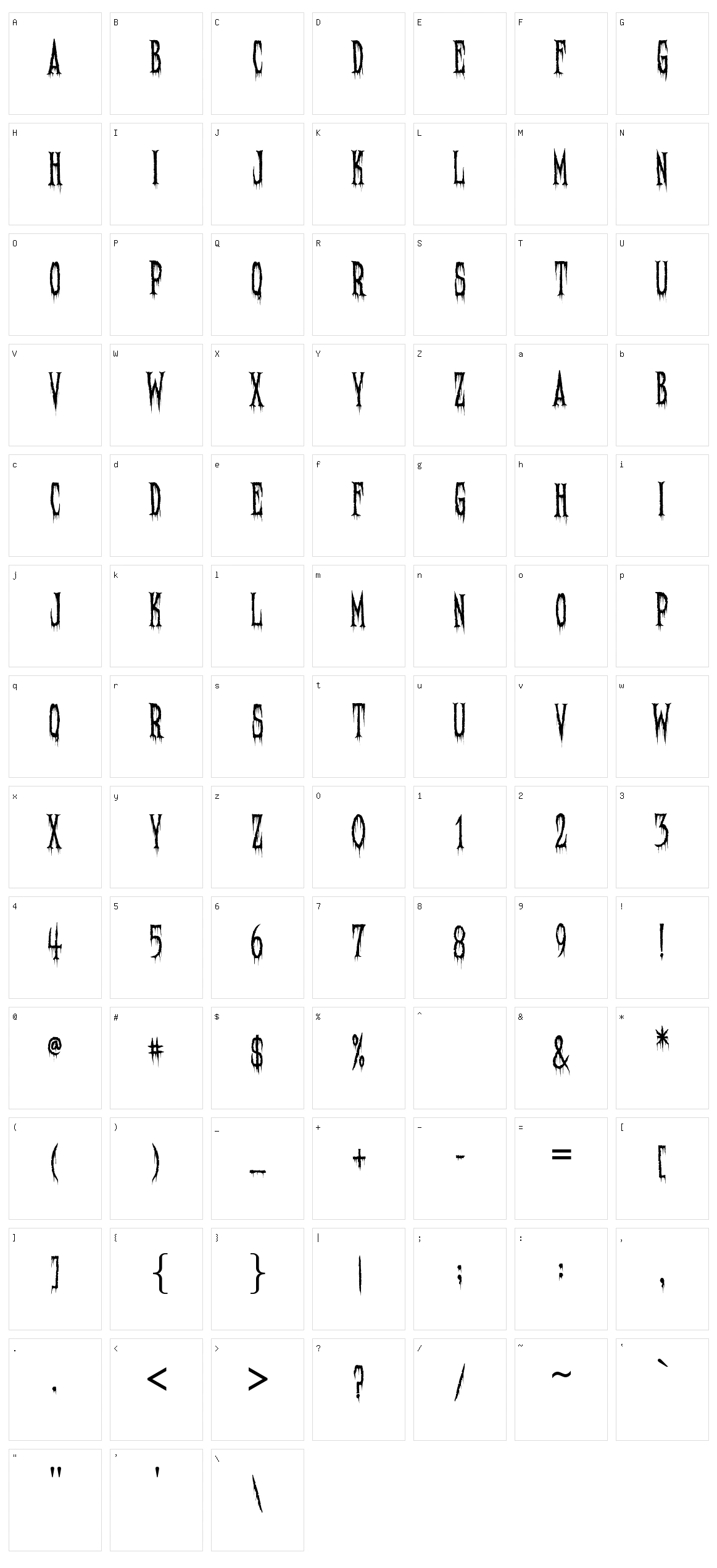 Needleteeth Character Set