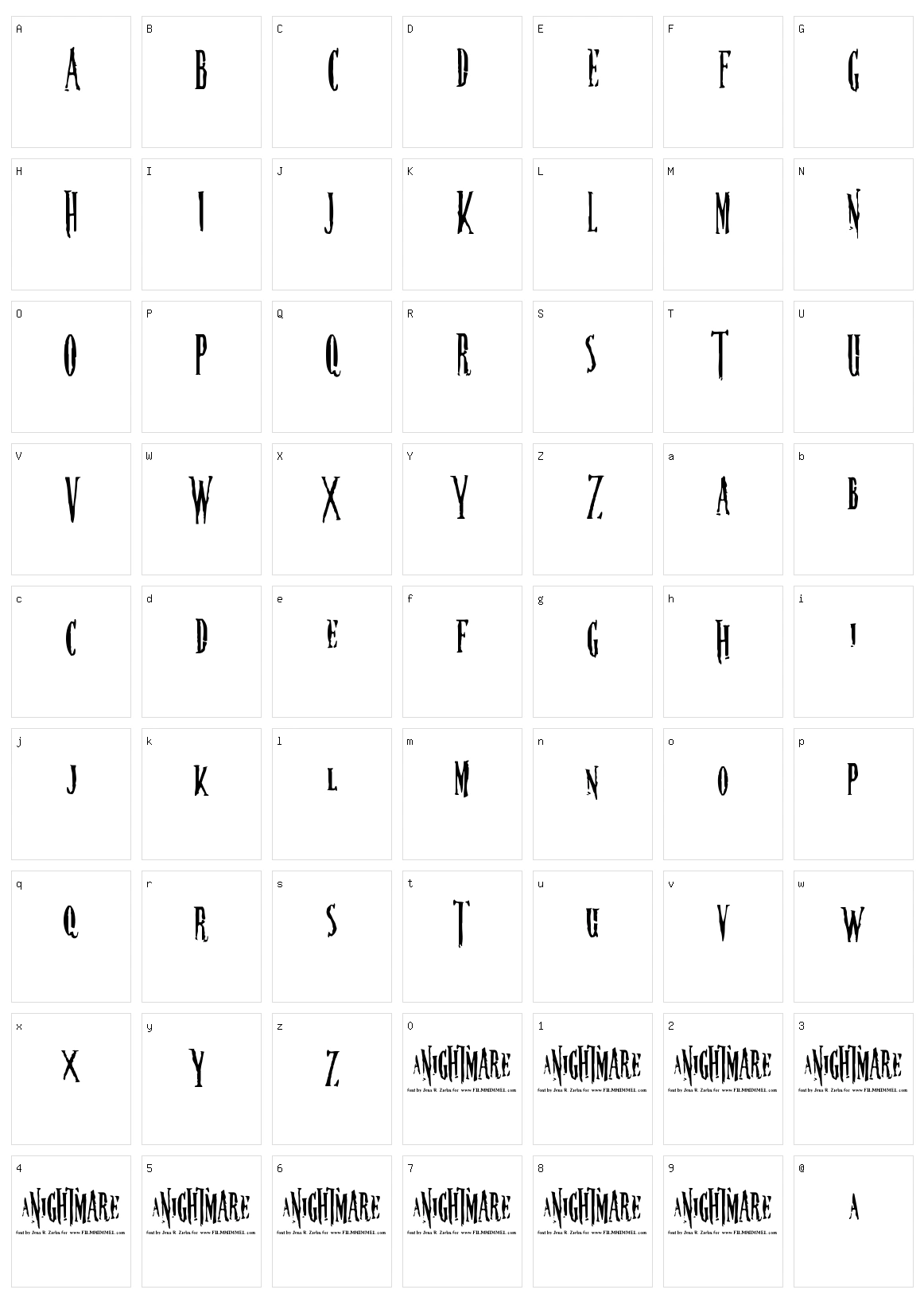 Nightmare 5 Character Set