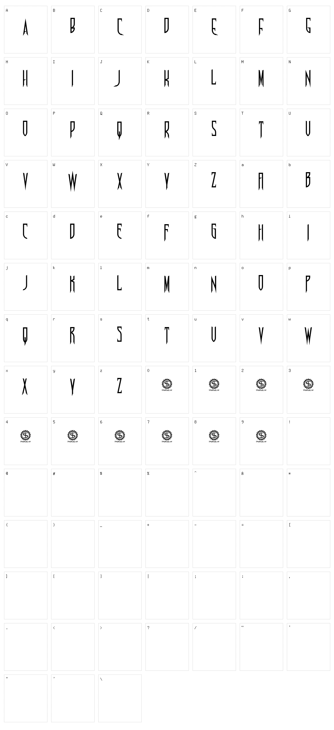Nosferotica Character Set