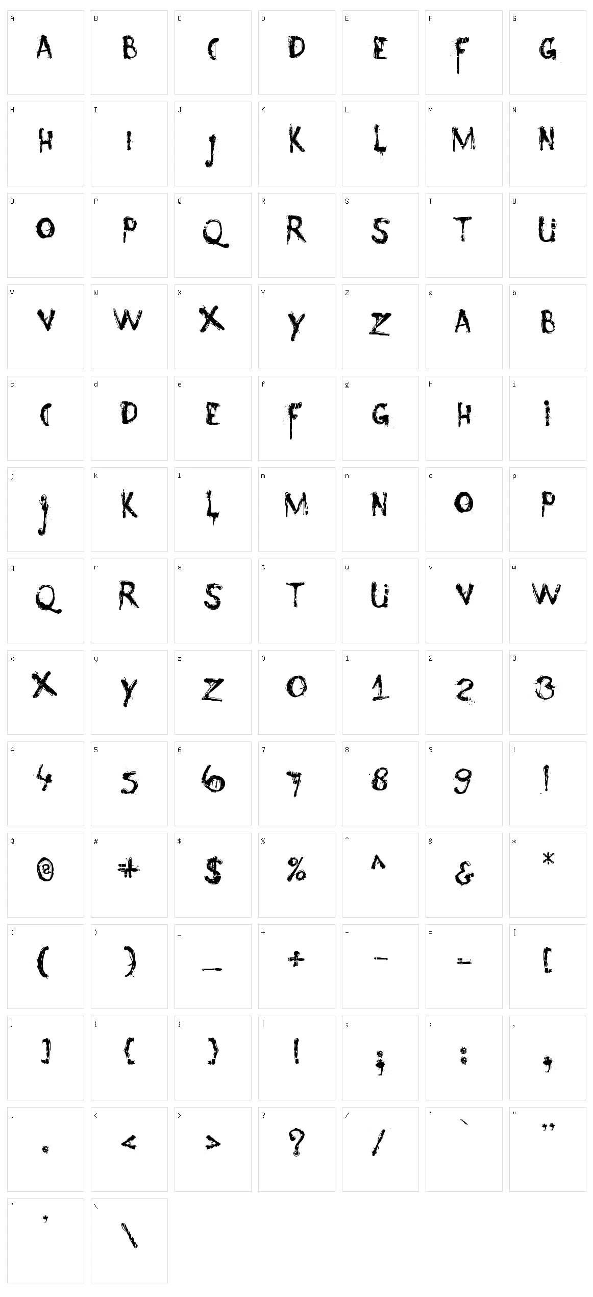 Nyctophobia Character Set
