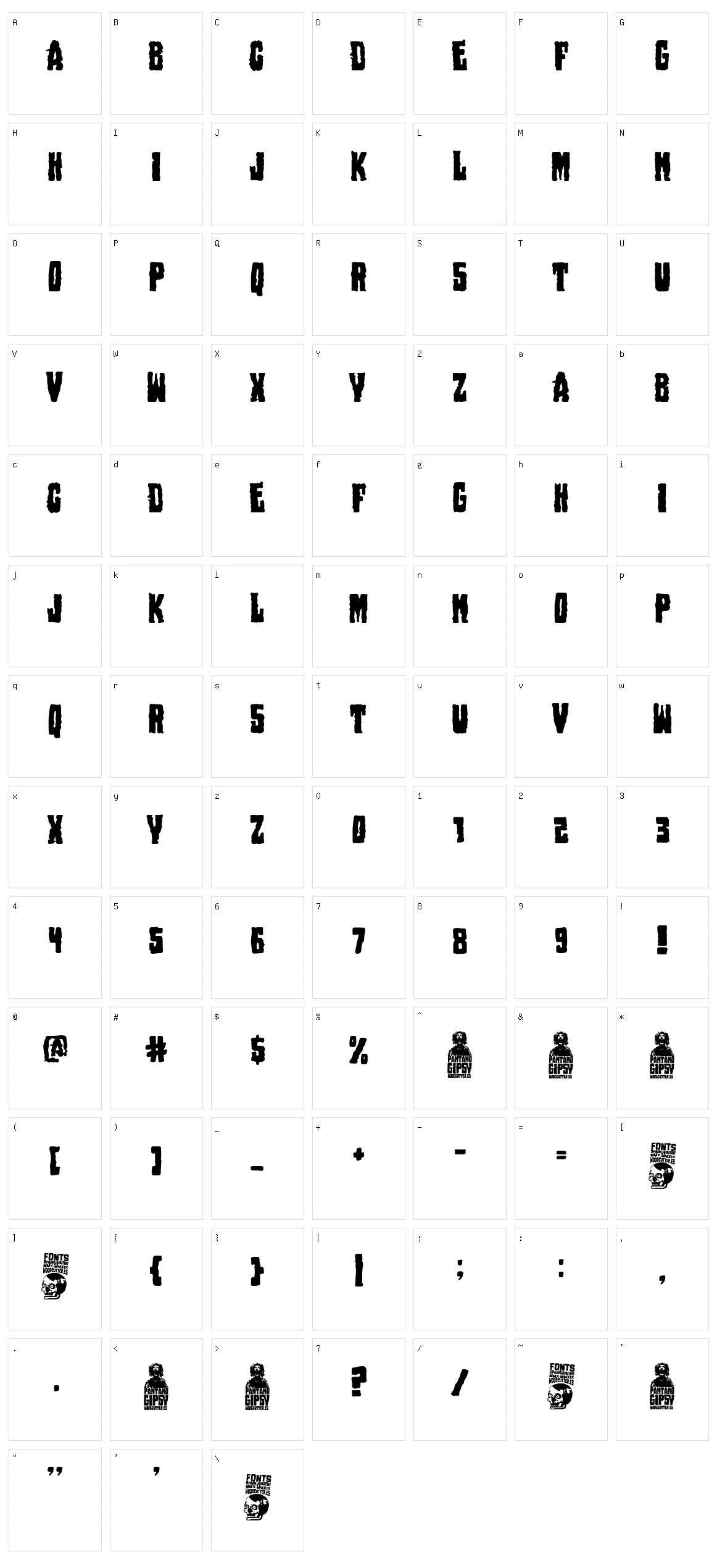 Pantano Gipsy Character Set