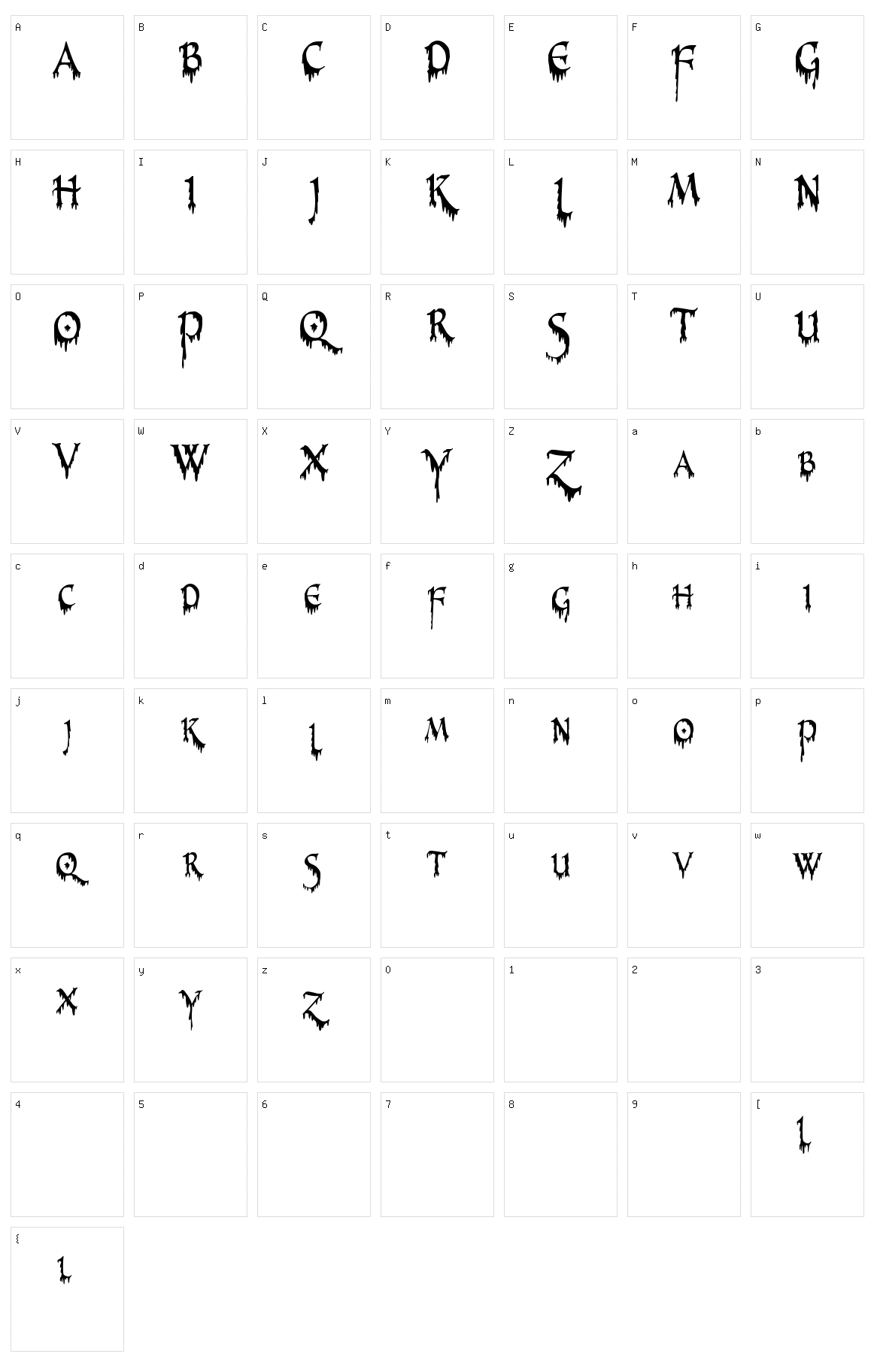 PR Uncial Creepy Character Set