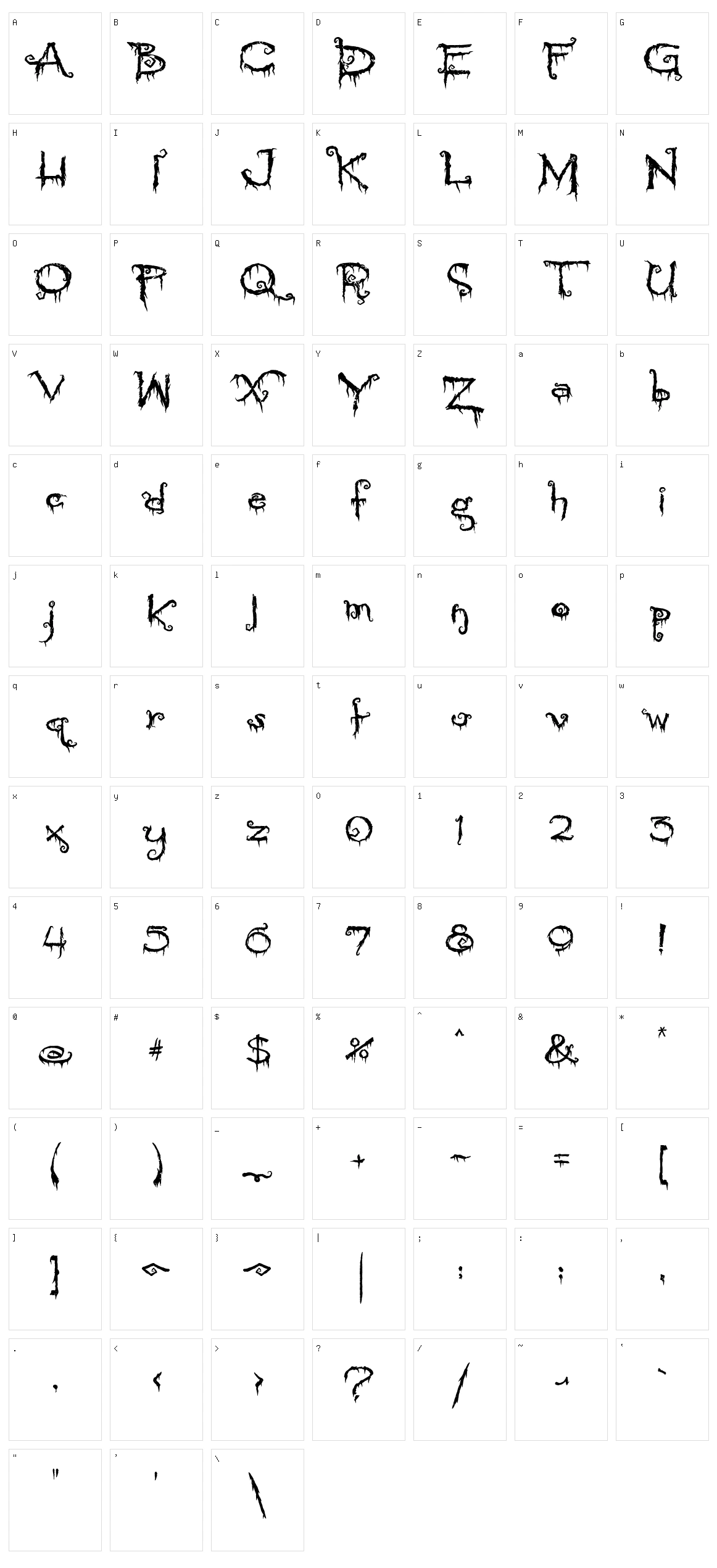 Pyrite Crypt Character Set