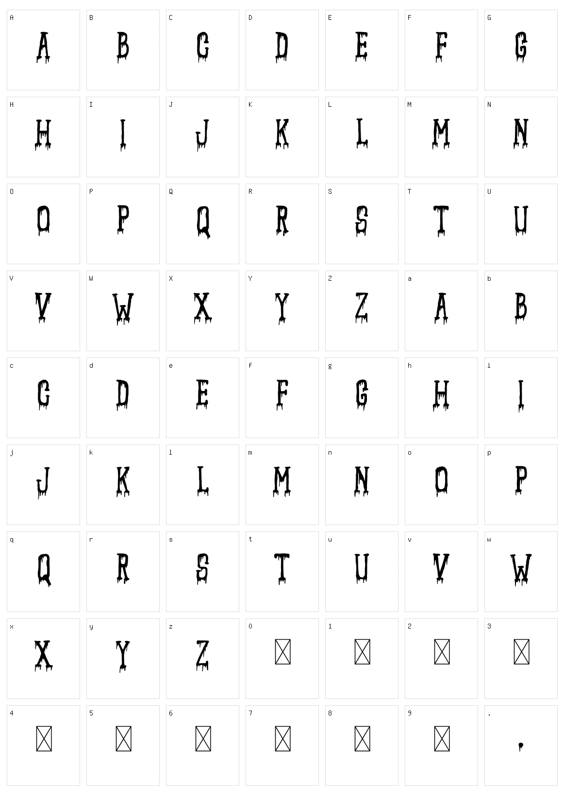 Scarynizo Character Set