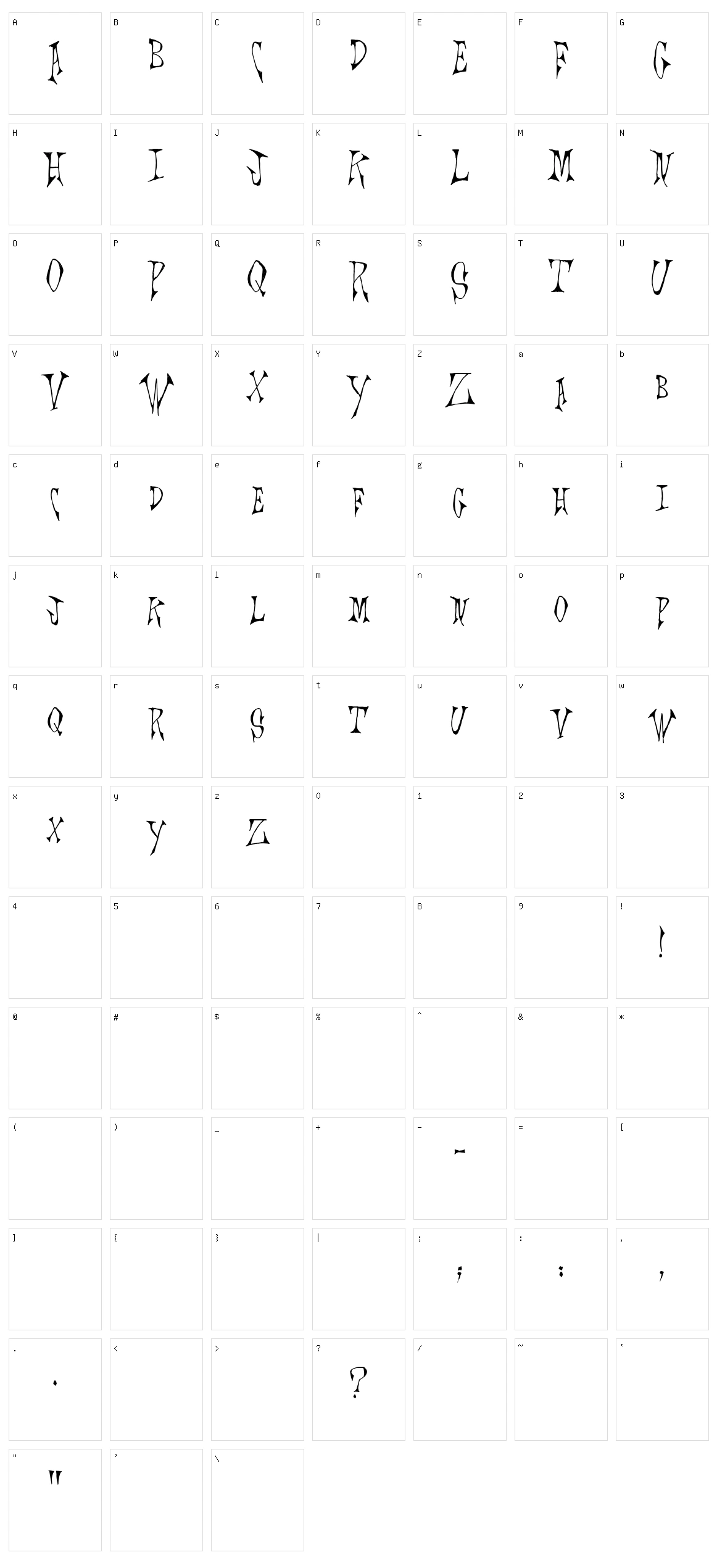 Scrawlings Character Set