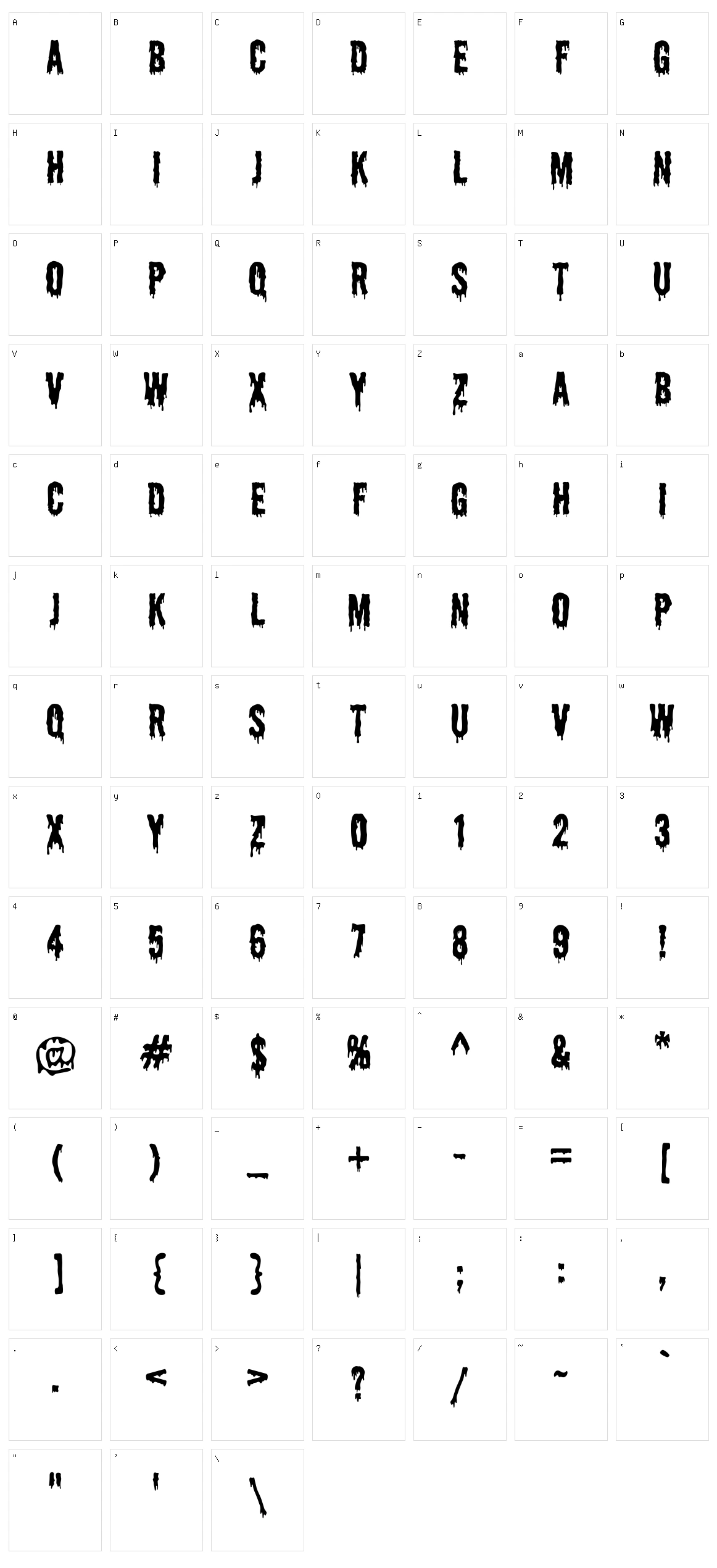 Shlop Character Set