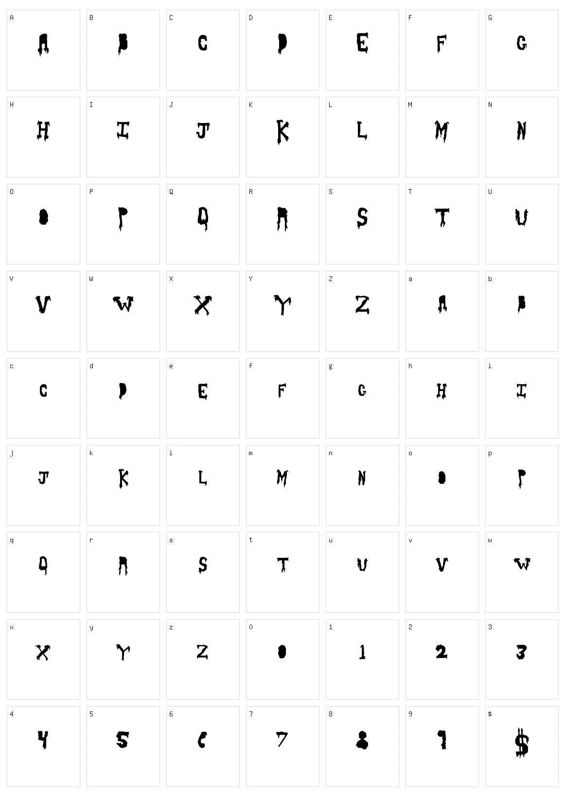 Slash Thirty Character Set