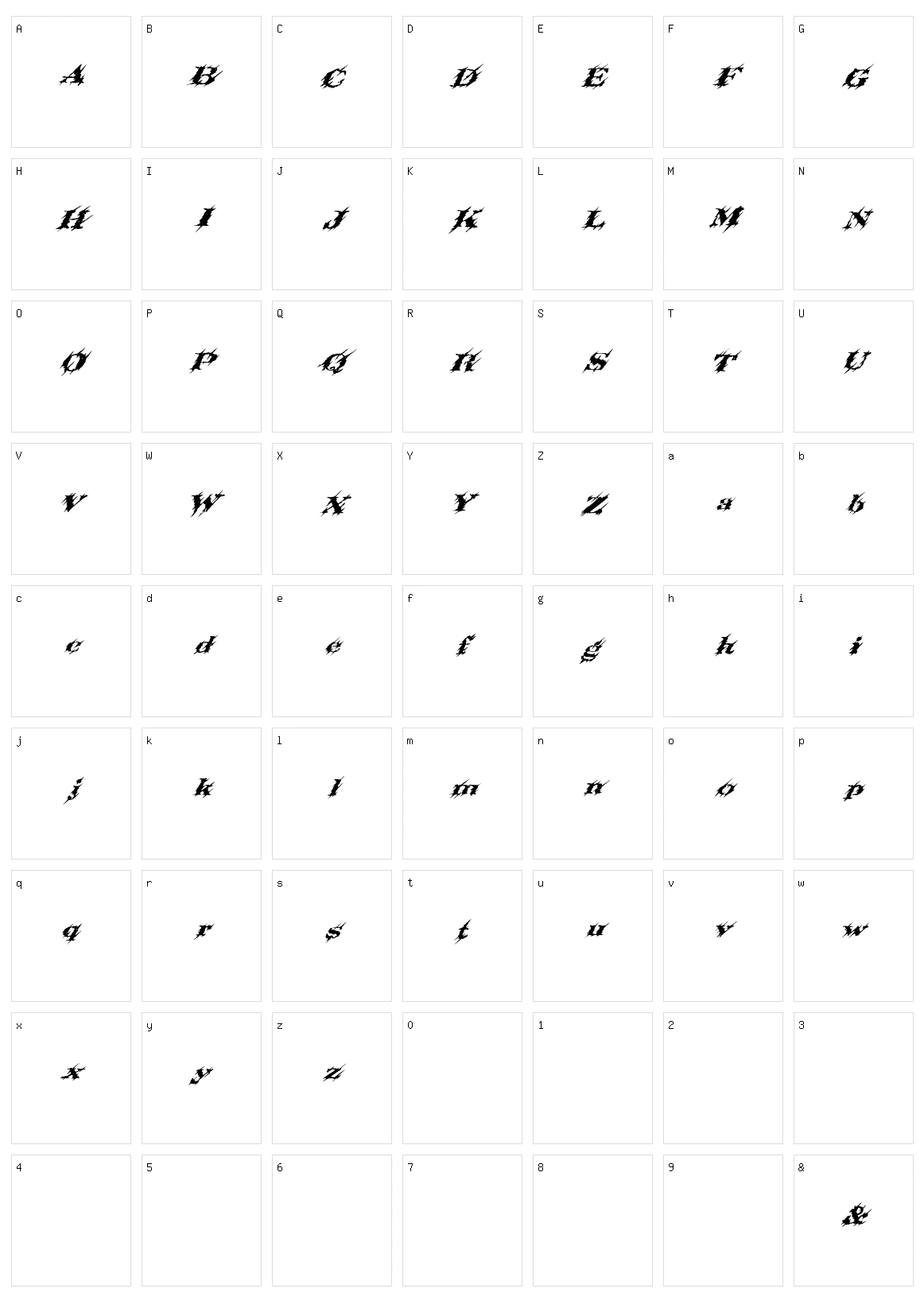 Slashtacular Character Set