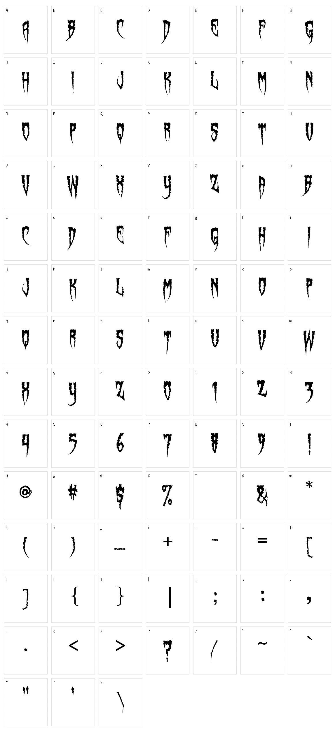 Spiderfingers Character Set