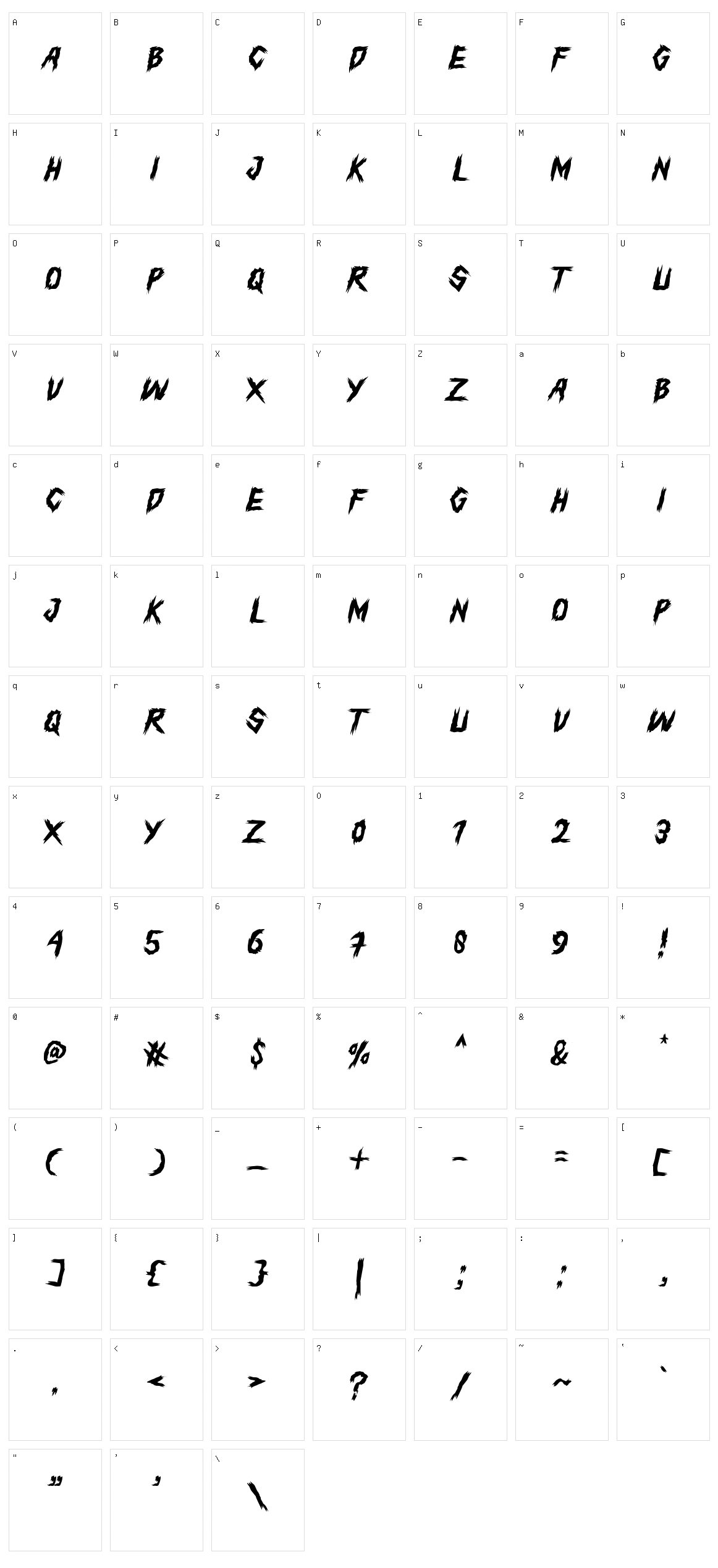 Taliwangke Character Set