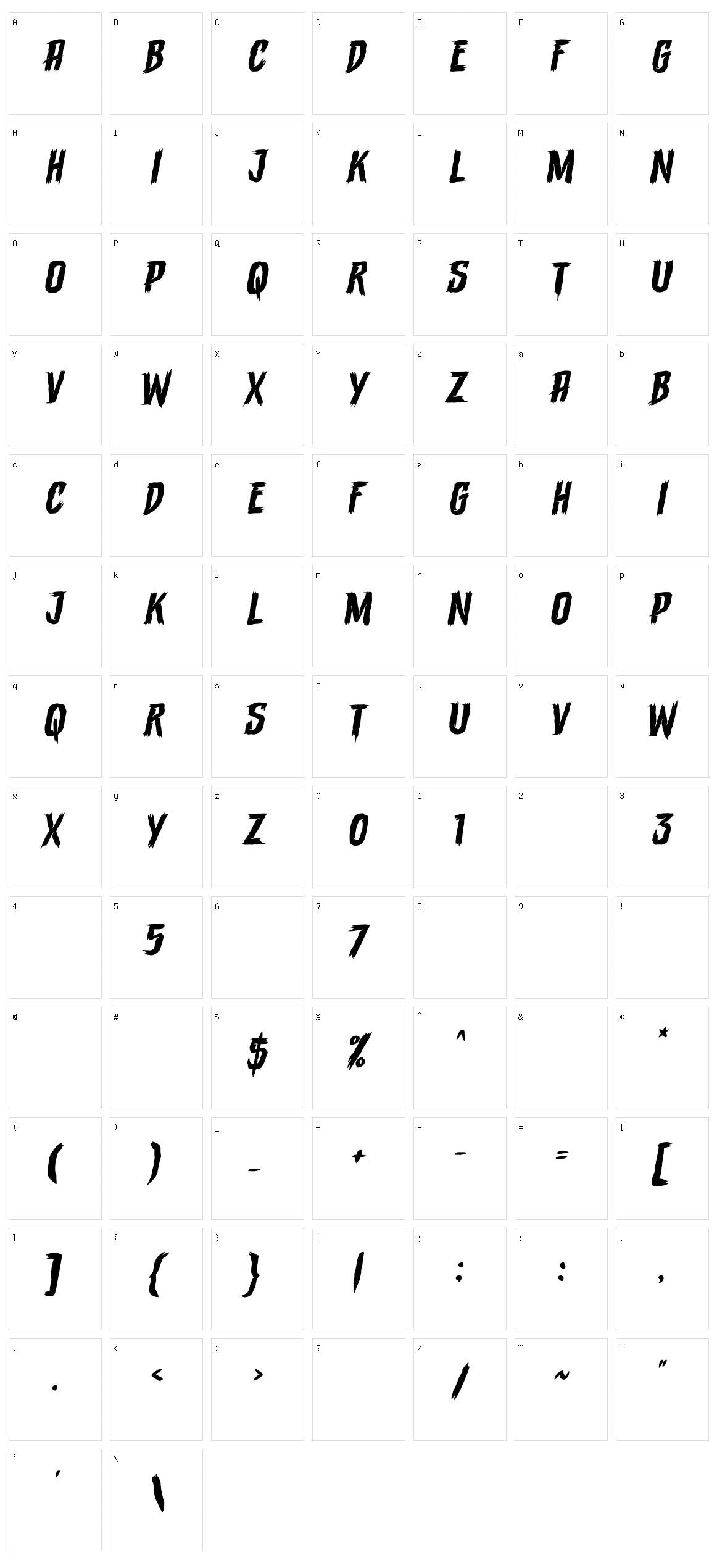 Terrasick Character Set