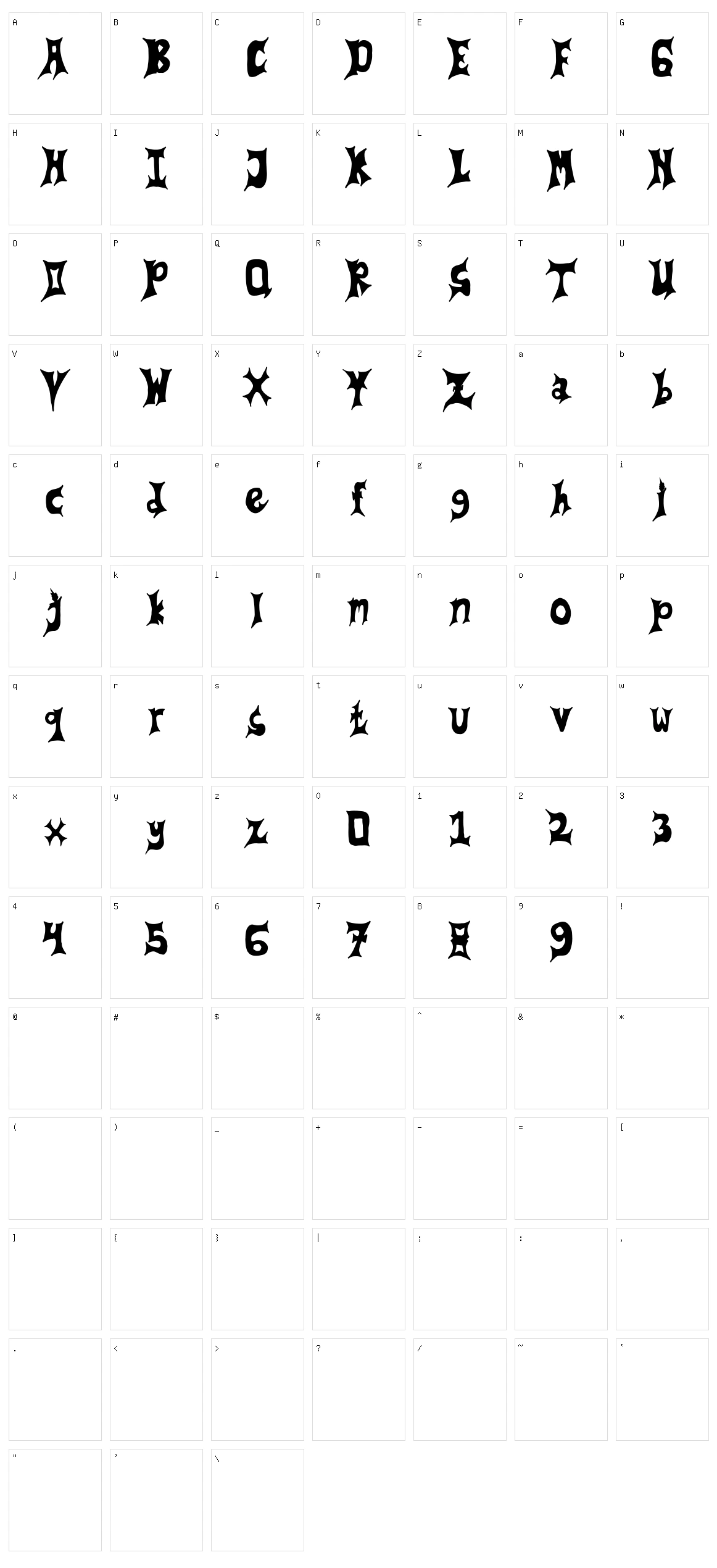 Under World Character Set