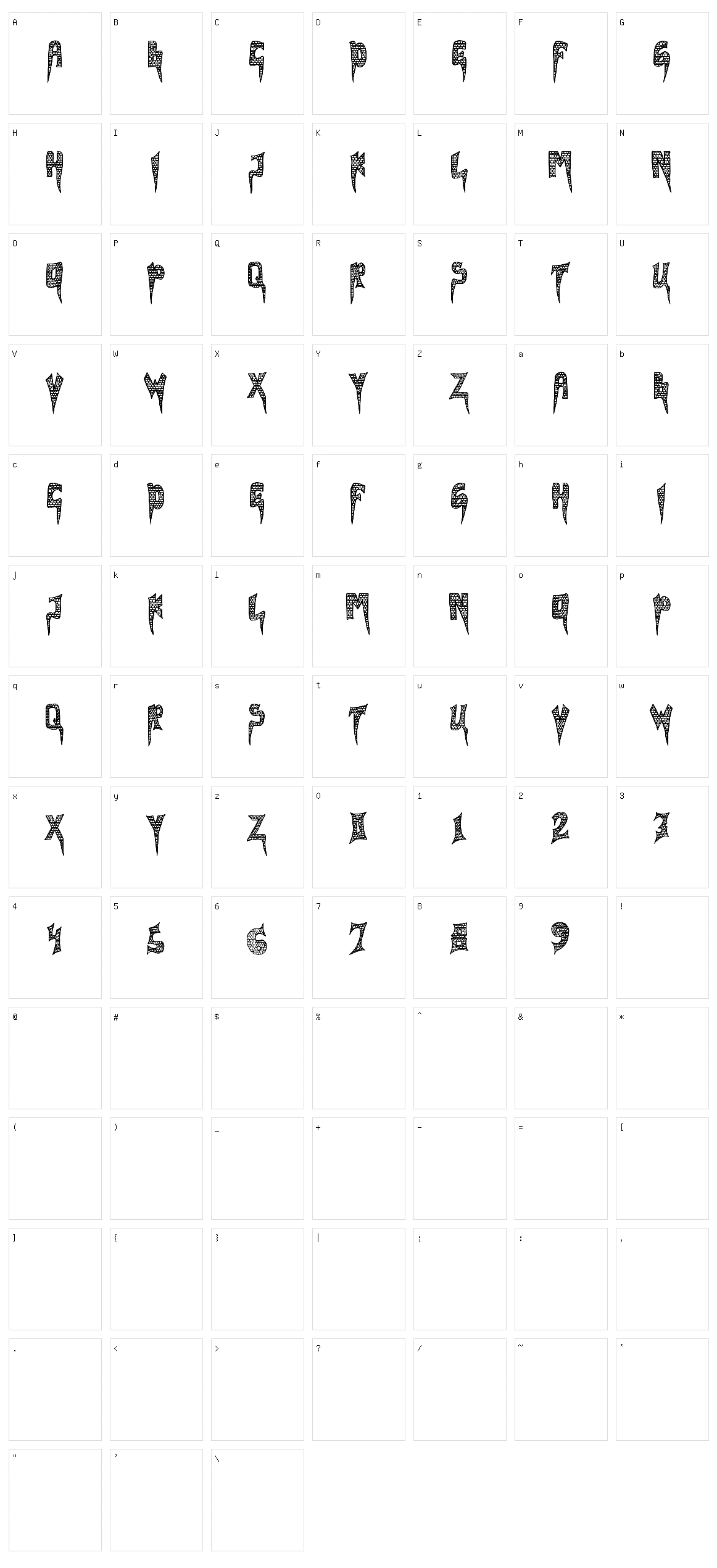 Vaganza Character Set