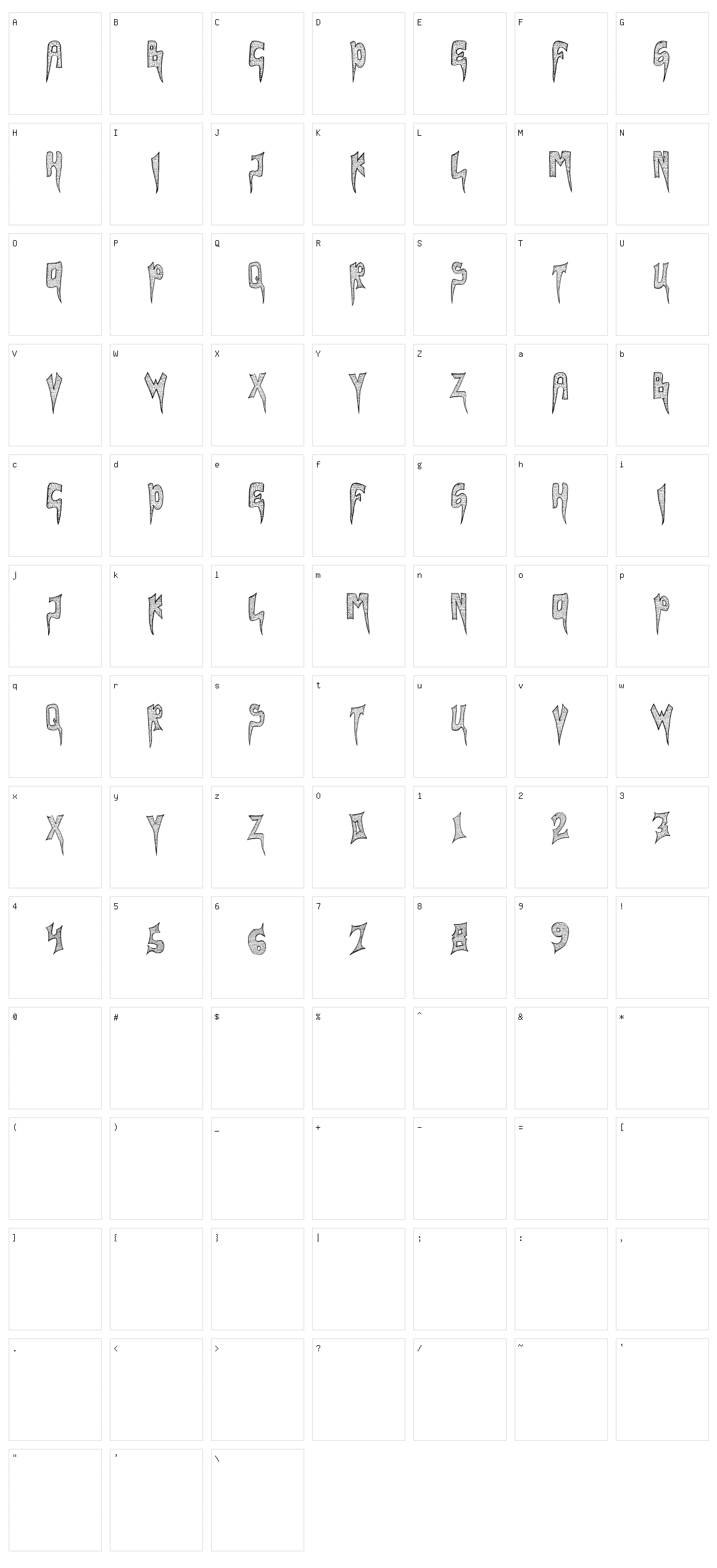 Webbing Character Set