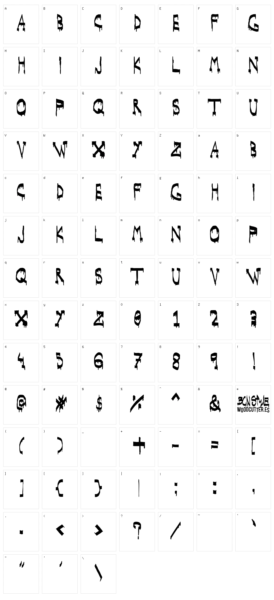 Woodcutter BCN Style Character Set