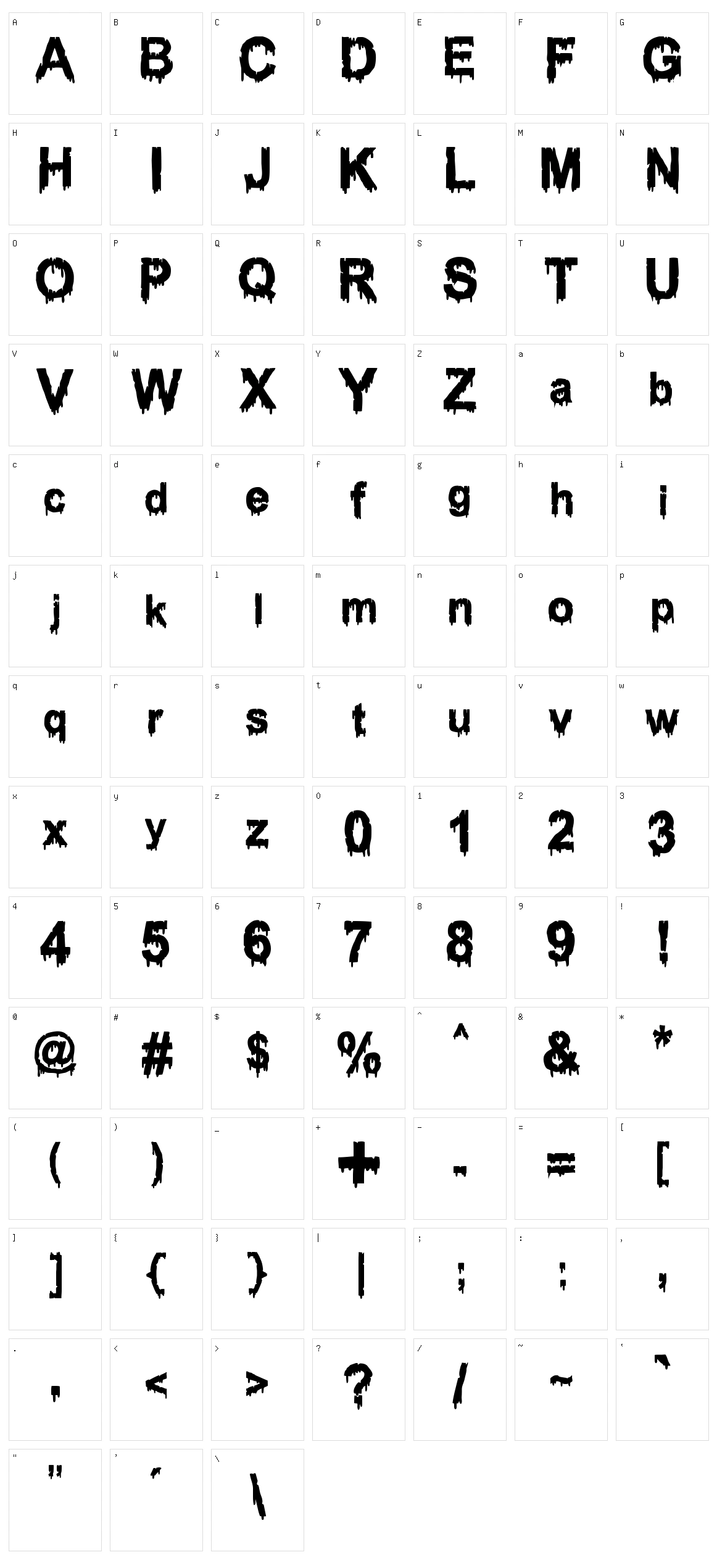 Woodcutter Dripping Classic Font Character Set