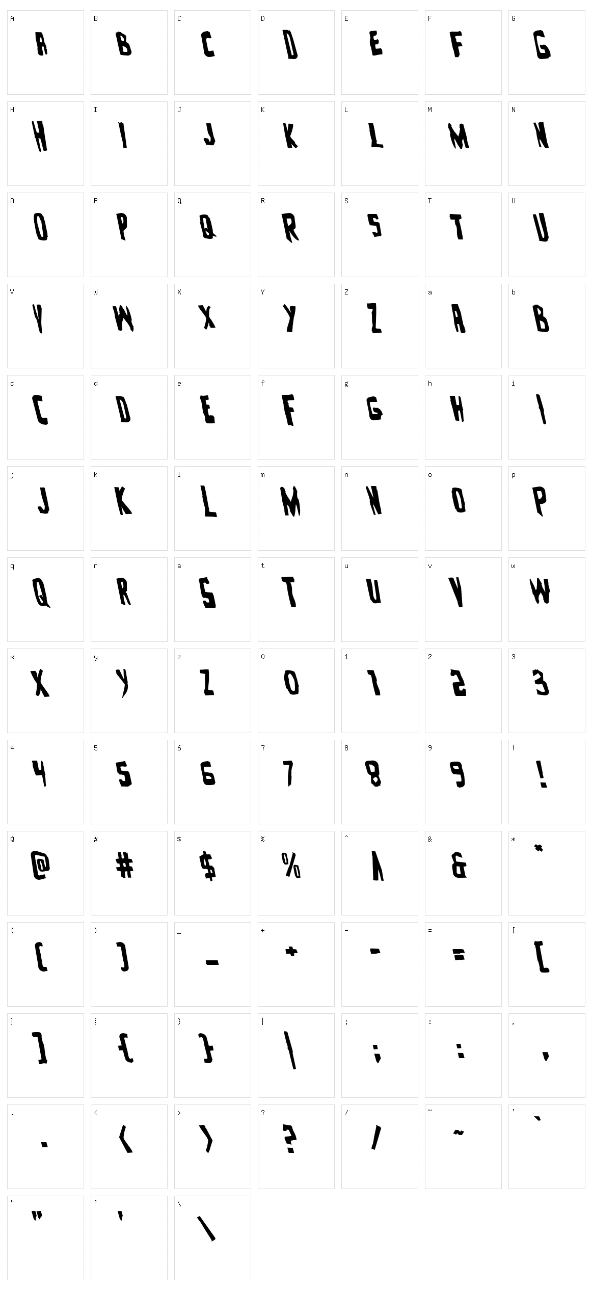 Zakenstein Character Set