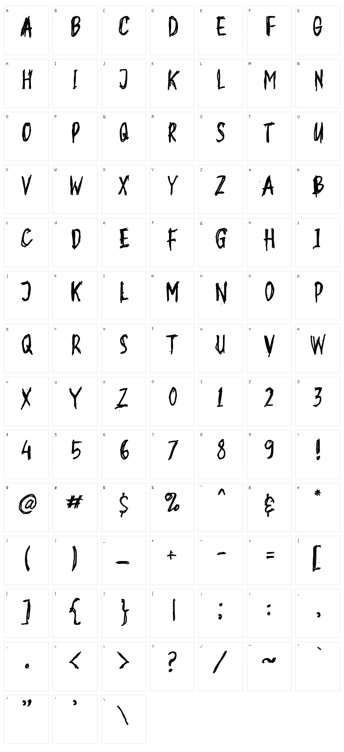 Zombie Message Character Set