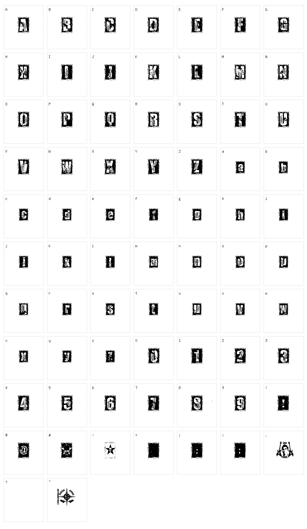 1 Dimencion Character Set