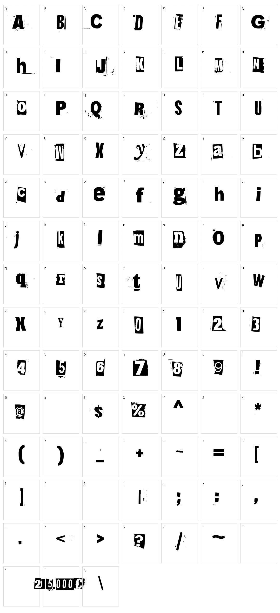 215000Euro Character Set