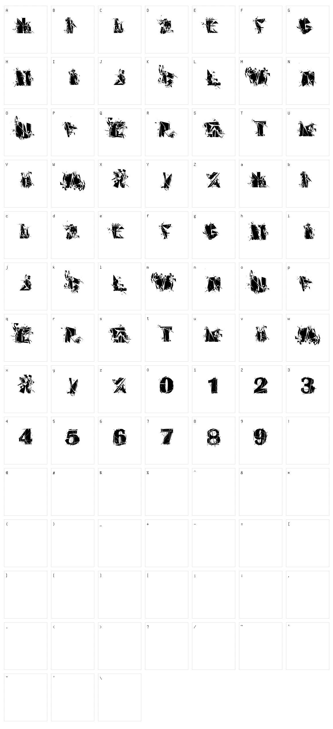 Abstract Rua Character Set
