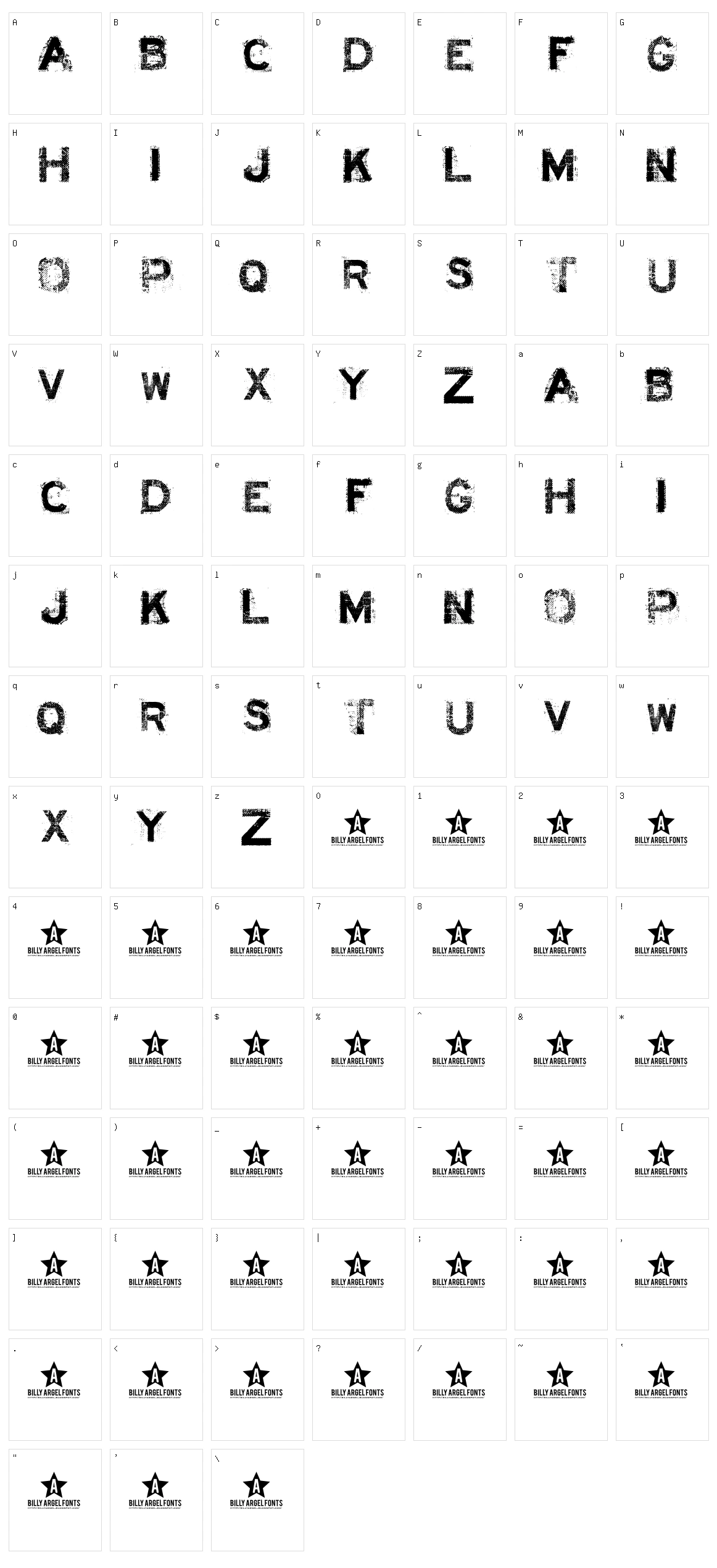 Acid Label Character Set