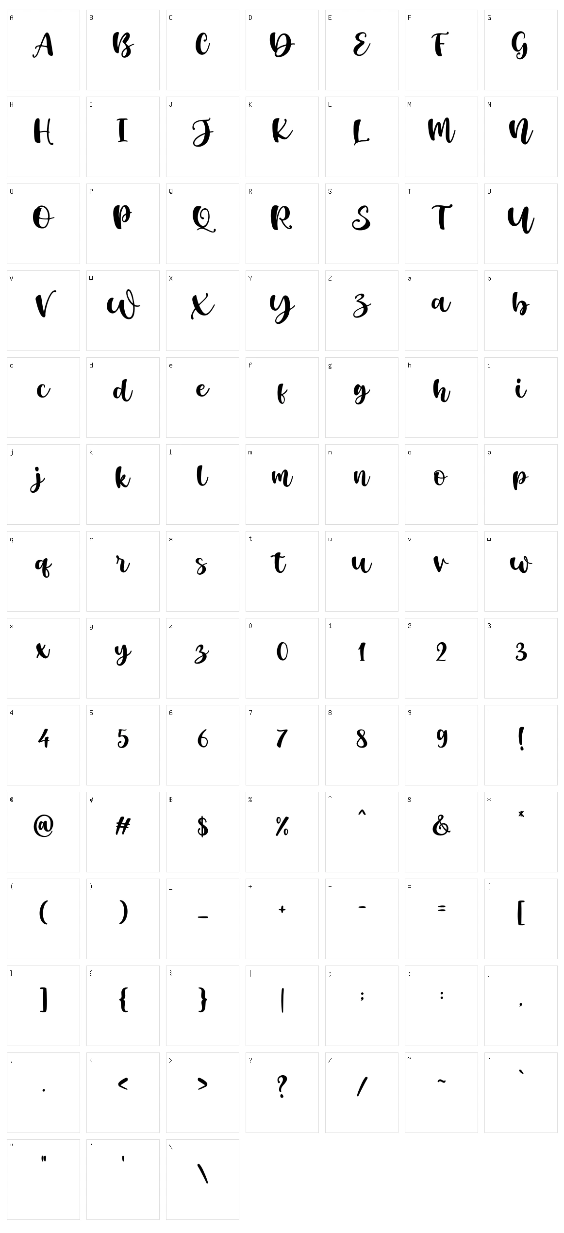Celestial Script Character Set