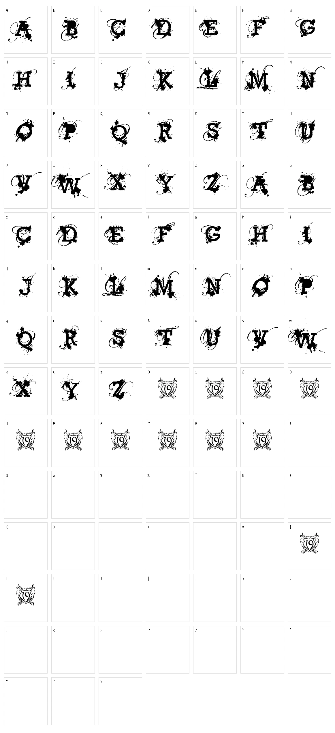American Bravado Character Set