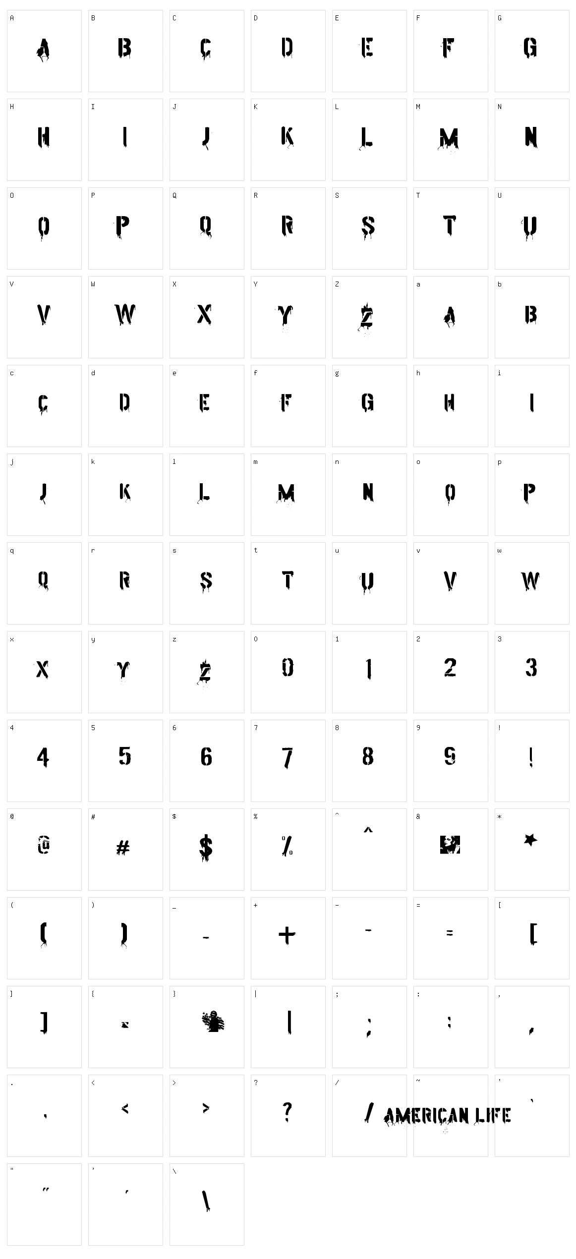 American Life Character Set