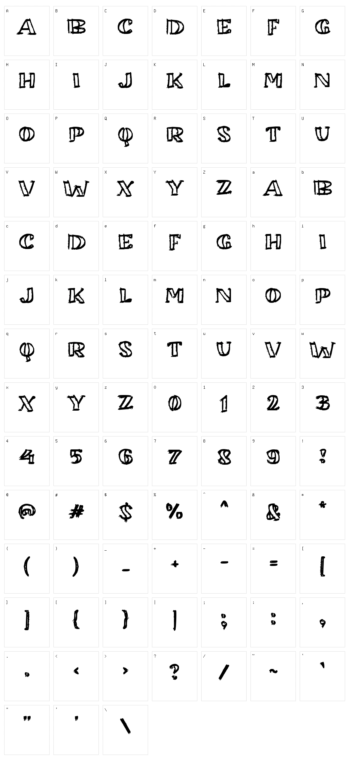 b Baret Character Set