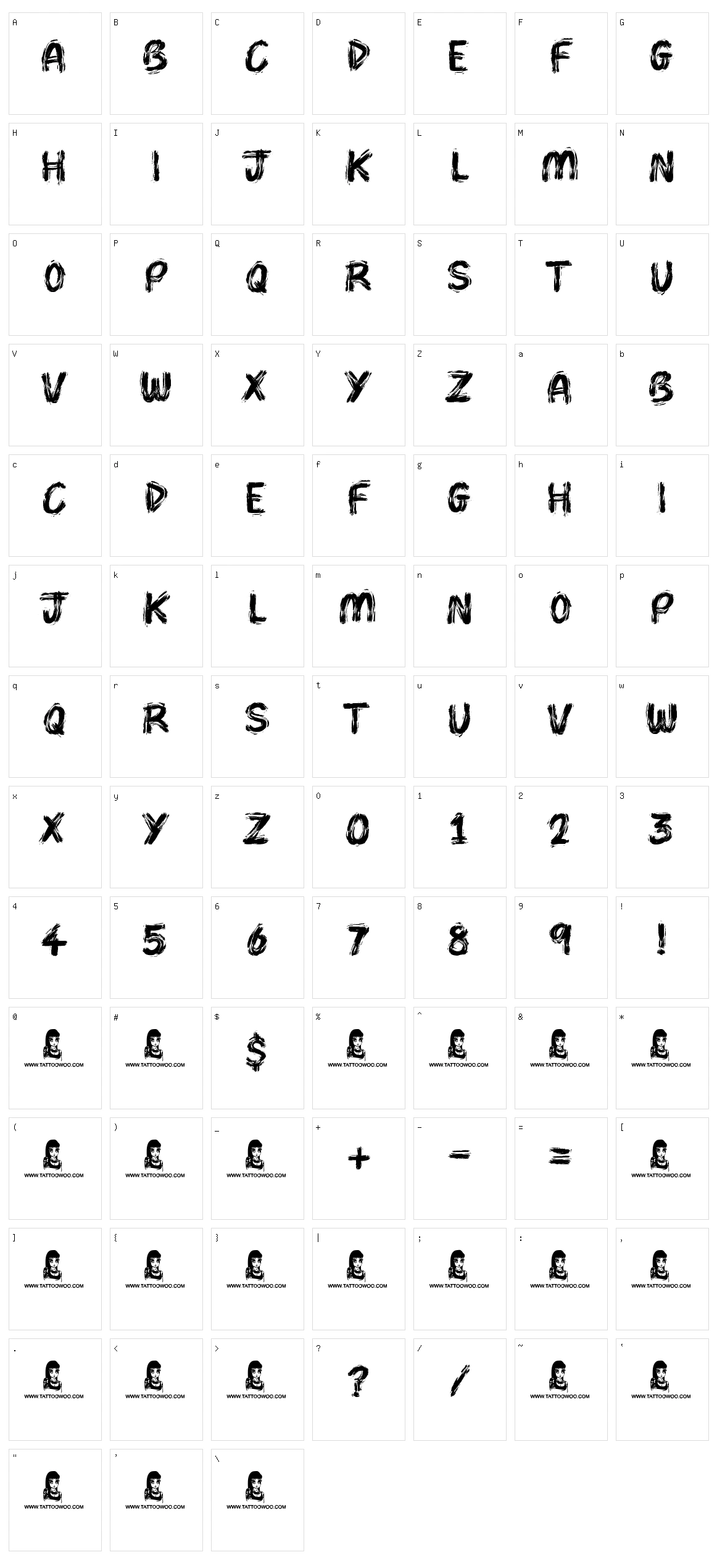 Brush Pains Character Set