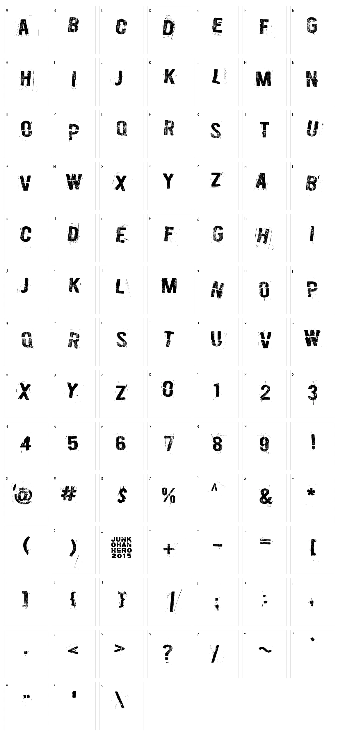 Burn out, fade away Character Set