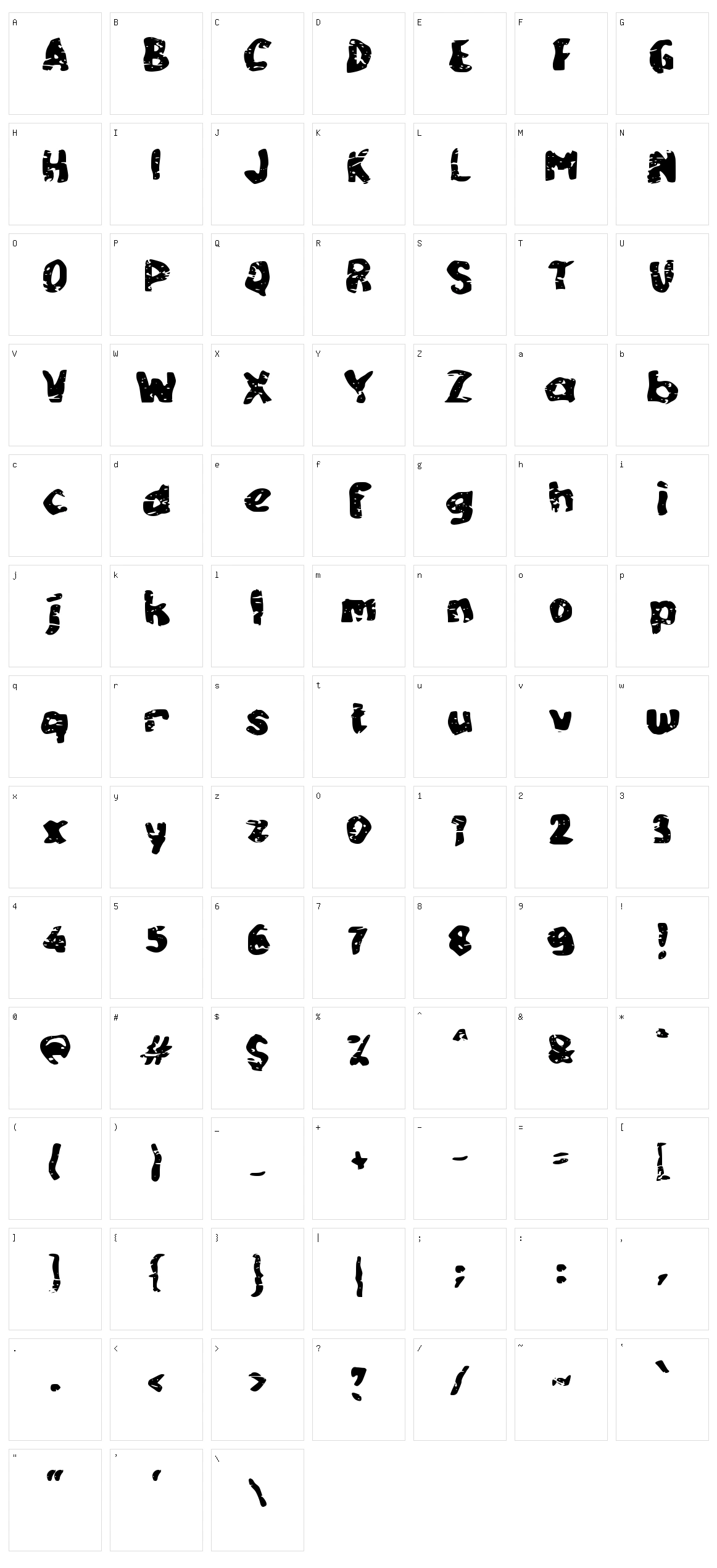 c Cecek Sapi Character Set