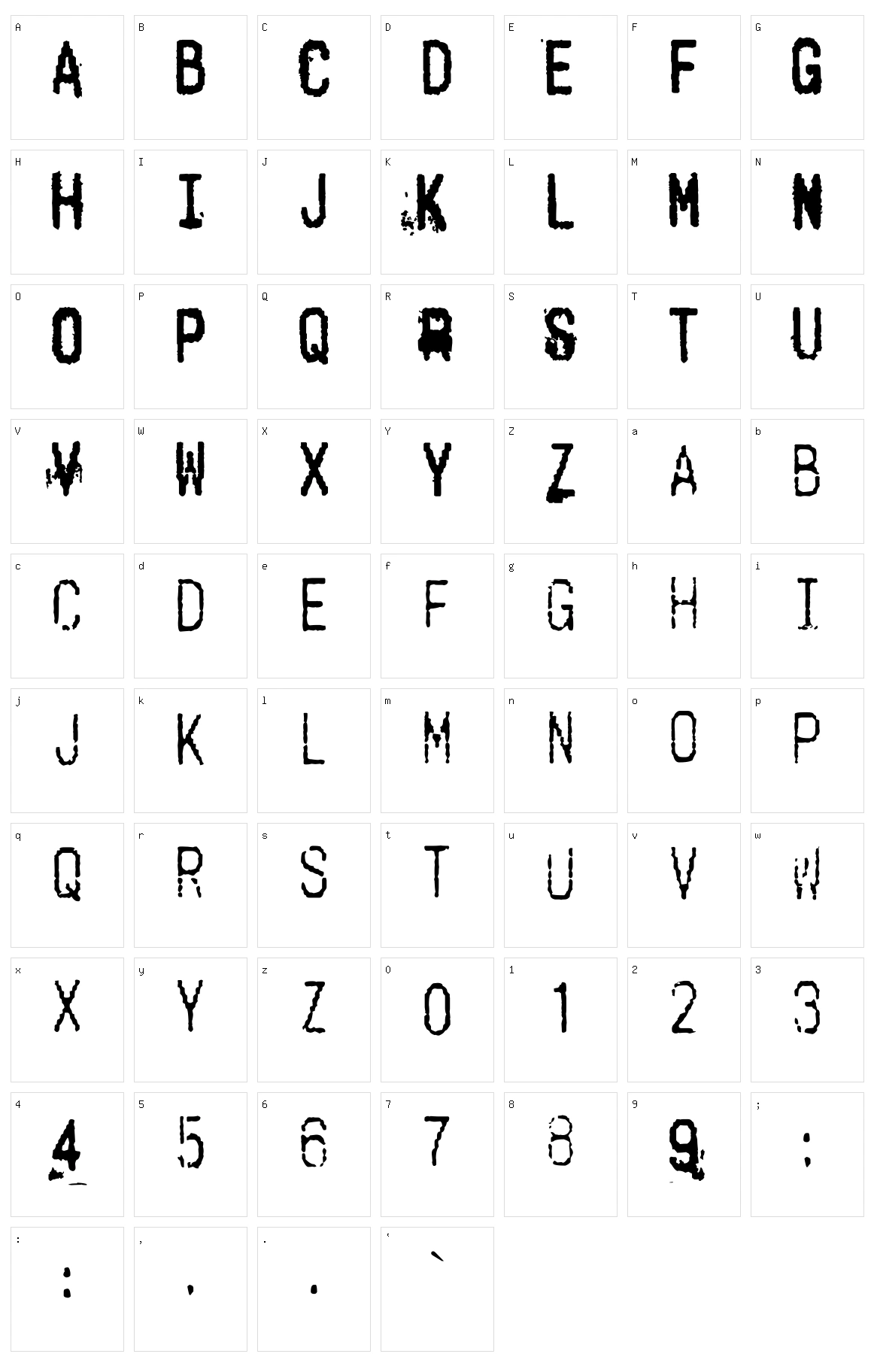 Cashier Character Set