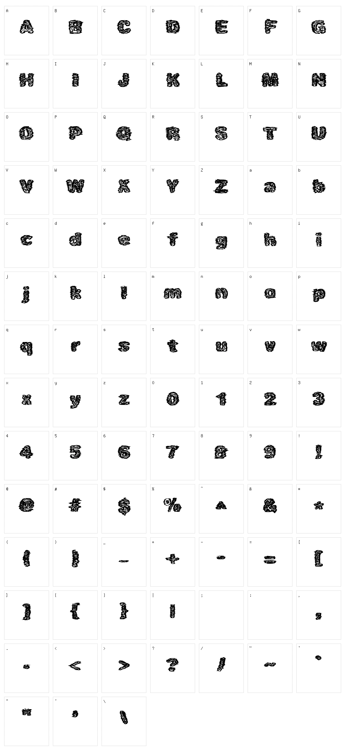 Caustic Character Set