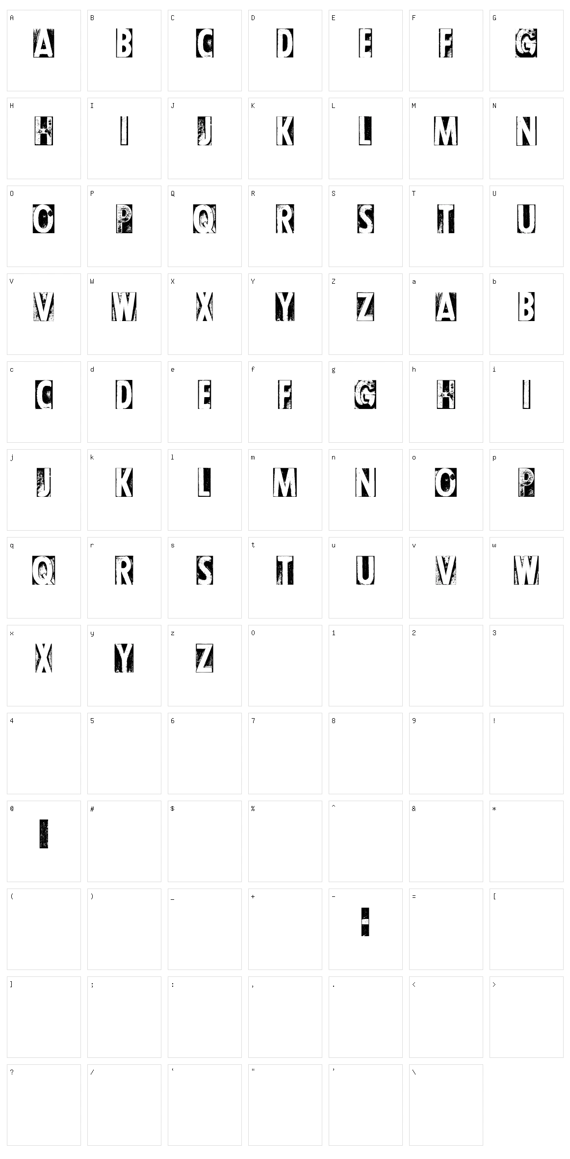 CF Letterpress Type Character Set
