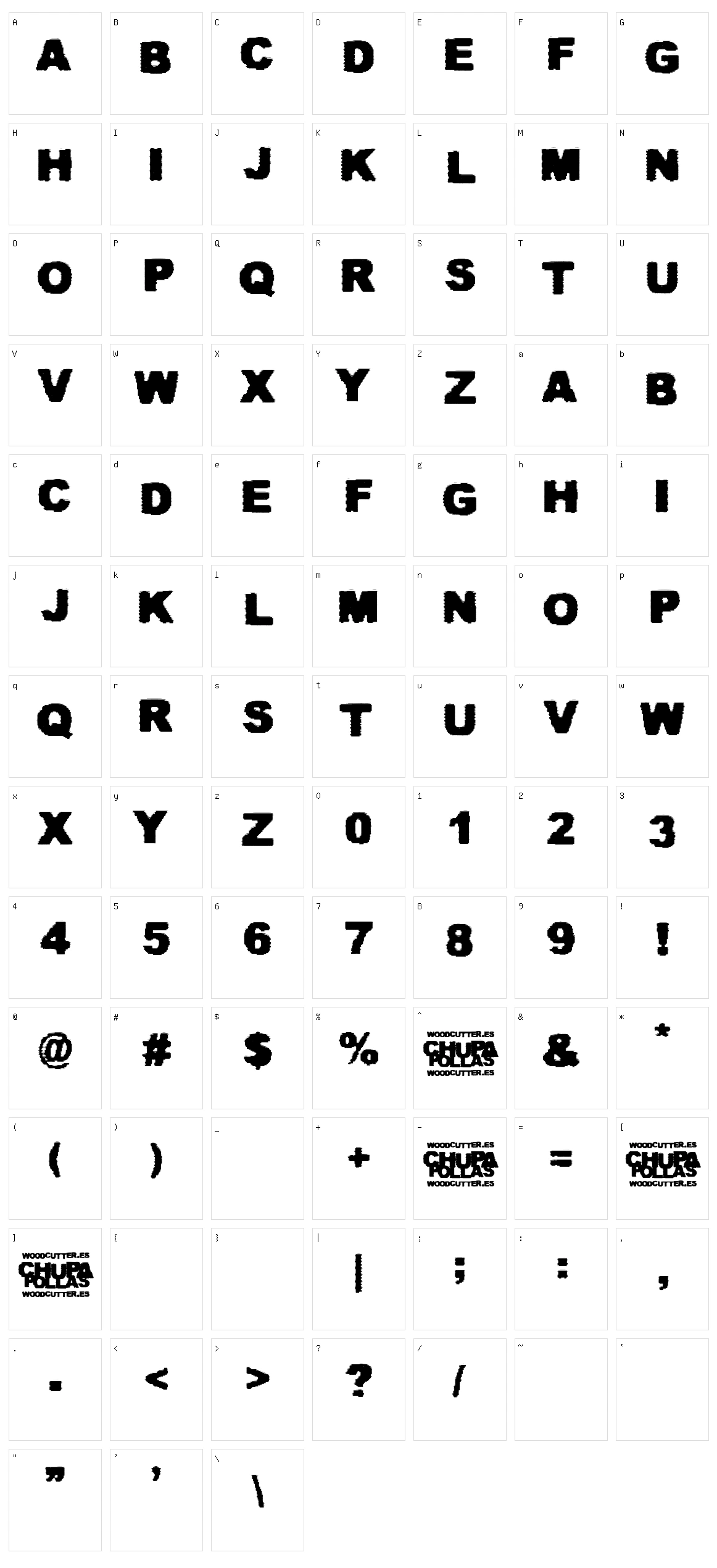 Chupapollas Character Set